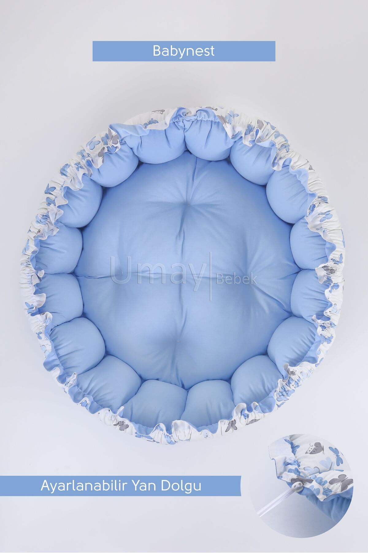 Umaybebek 3'lü Set Yatak Ve Yastık, Yuvarlak Babynest, Oyun Halısı, Bebek Yatağı fotoğrafı 3 (önizleme)