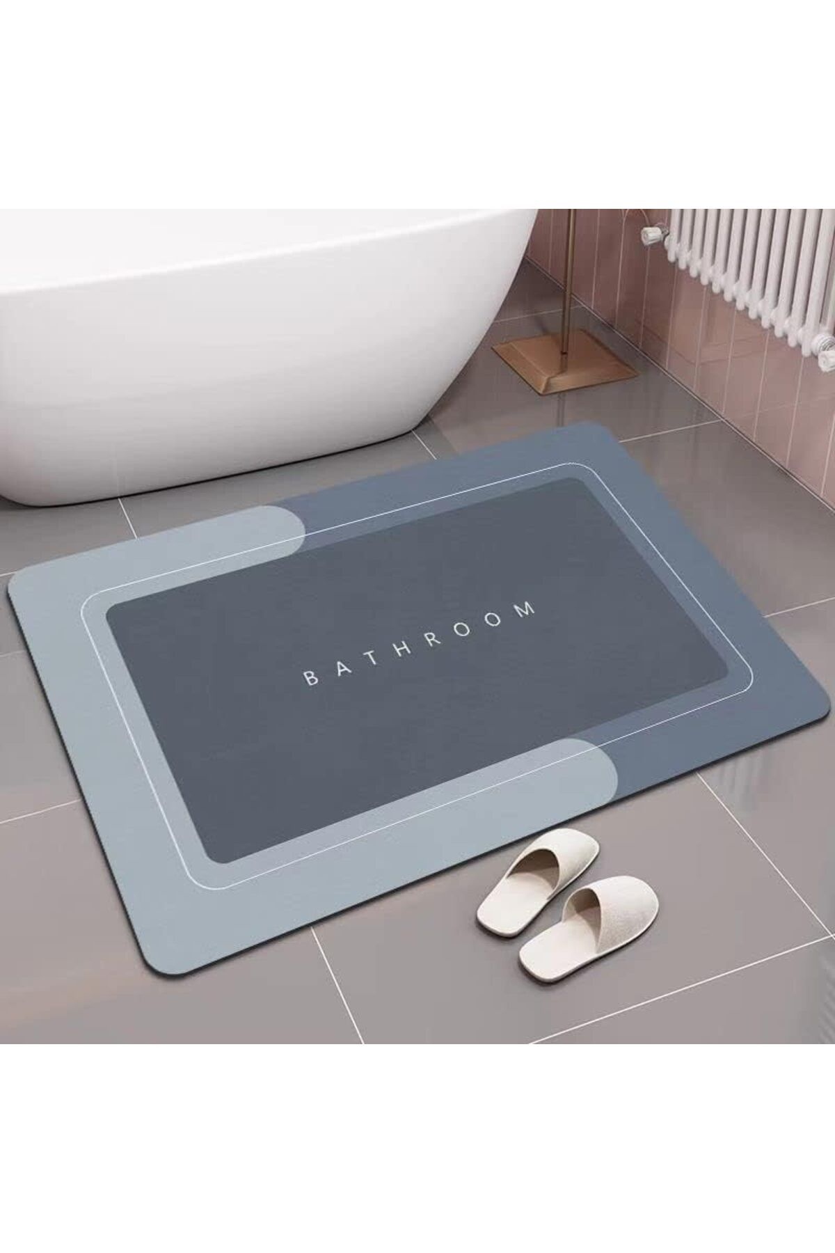 Neva-Super Absorbent Bath Mat with Non-Slip Base Ablution Mat Square Blue(40*60) 3