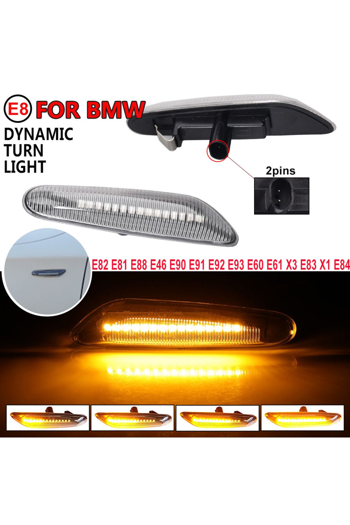 Choice-لسيارات BMW X3 E83 X1 E84 X5 X53 E60 E61 E46 E81 E82 E90 E92 E87 E88 مصابيح إشارة الانعطاف LED المتسلسلة الوامضة 7