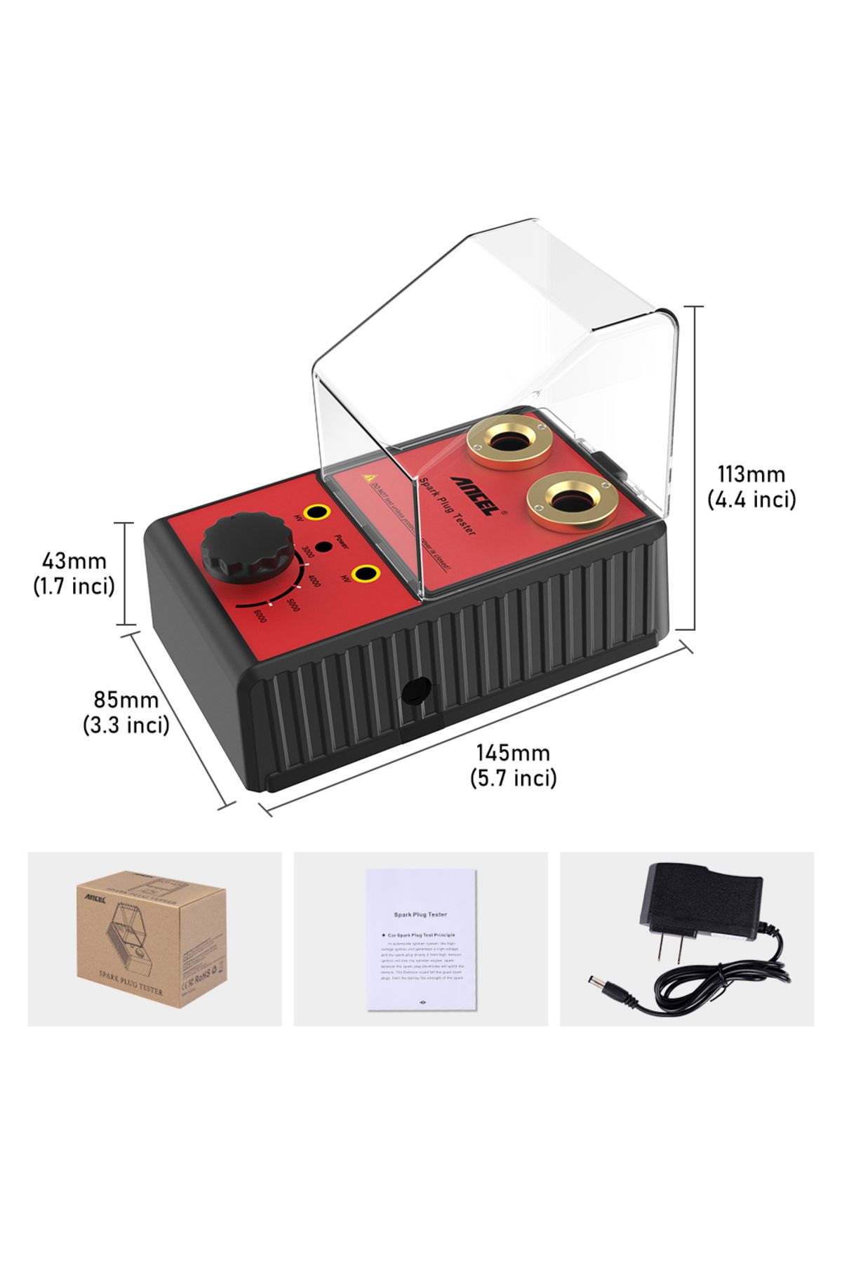 Choice-US Plug ANCEL Car Spark Plug Tester 110V 220V Ignition System Tester Double Hole Spark Plug Analyzer 1