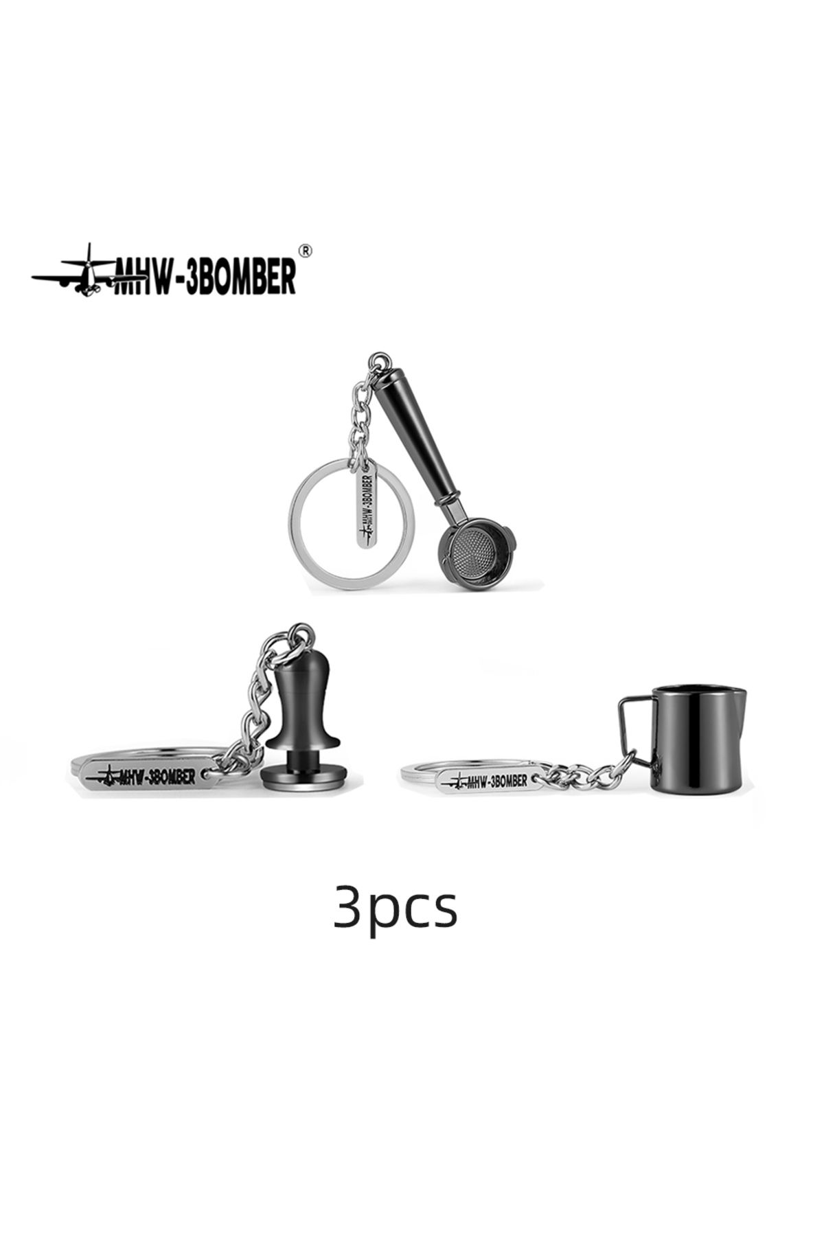 MHW-3BOMBER-3pcs Set Coffee Series Keychain Mini Souvenir Coffee Accessories Chic Key Ring Creative 1