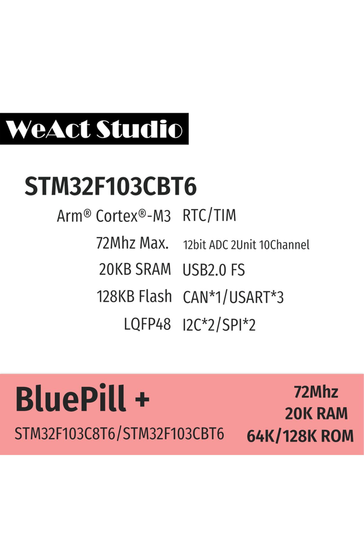 Choice-Stm32f103cbt6 Weact Stm32f103c8t6 Stm32f103cbt6 Stm32f103 Stm32f1 Bluepill Plus Arm Stm32 Minimum Sy 5