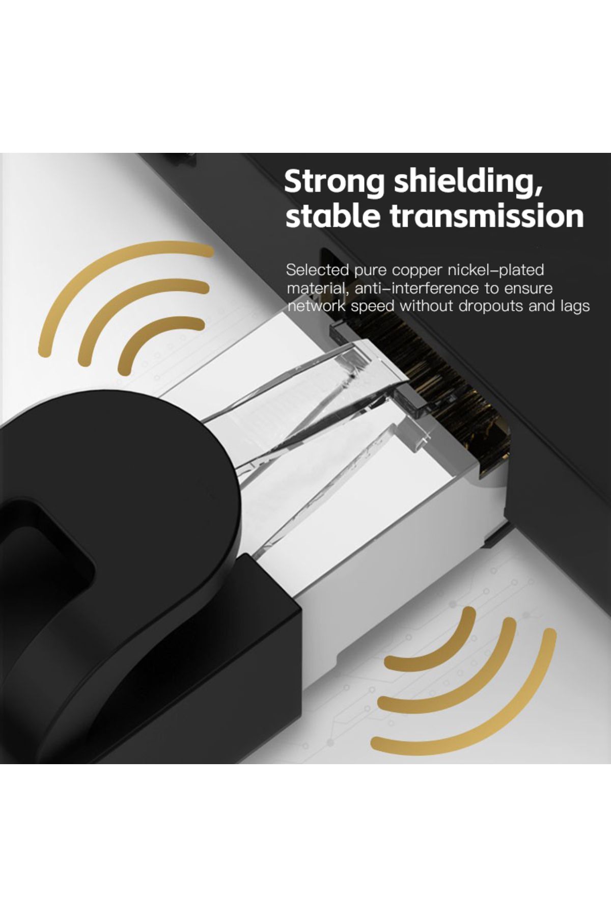 Choice-50pcs Cat6 Pass Through Rj45 Shielded Connectors Crystal End Gold-plated 8p8c Crimp Utp Ethernet Mod 4