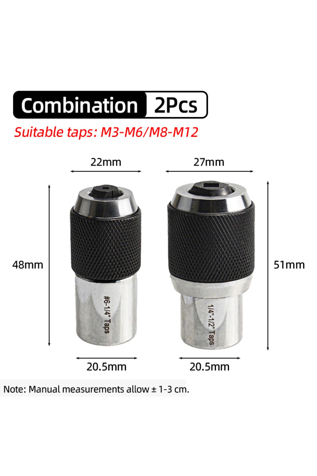 Choice-Combination 2pcs M3-m12 Screw Tap Socket 3/8” Square Drive Adjustable Jaws Extractor Tool Socket Ada 1