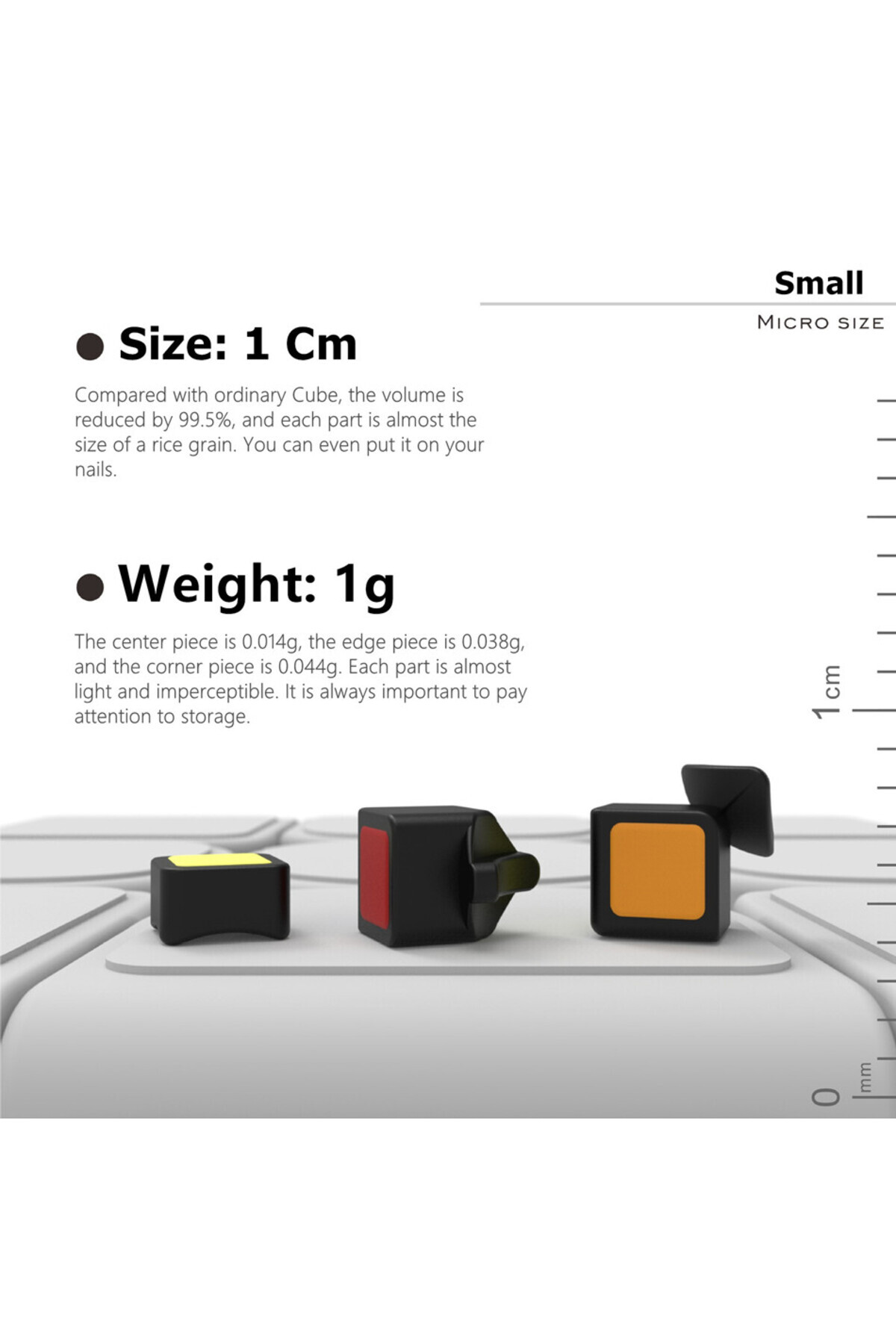 Choice-Cubelab 1cm Mini Magic Cube Tiny 3x3 Professional 1 CM Speed Cube Magic Cube Puzzle Blue Pink Bla... 3