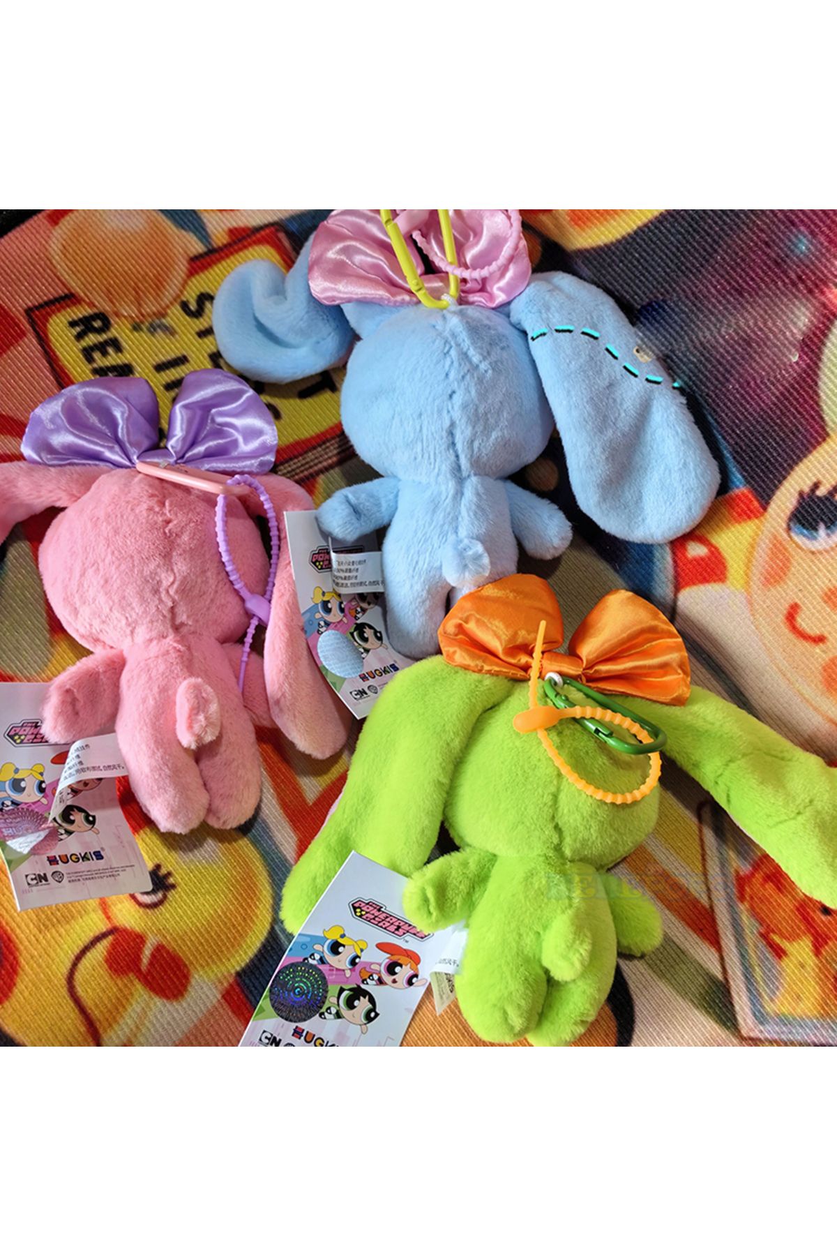Choice-12cm Stuffed Animal Powerpuff Girls Cartoon Cute Dress Up Bunny Rabbit Plush Toy Pendant Bow Tie ... 5