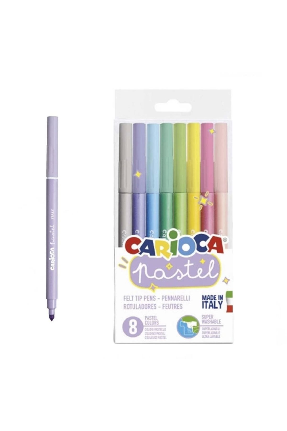 Basic Fun Çocuk Carioca Pastel Süper Yıkanabilir Keçeli Boya Kalemi 8'li