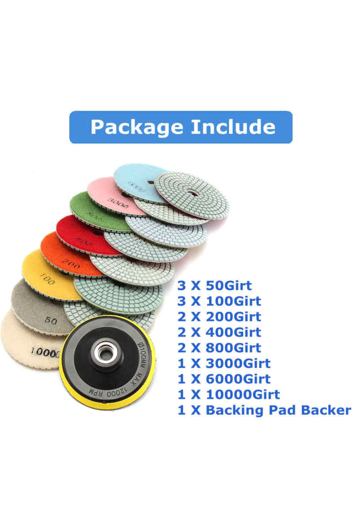 WIDEEP-16pcs 4 inch 100mm Diamond Polishing Pads Kit Wet/Dry for Granite Stone Concrete Marble Polishing... 5