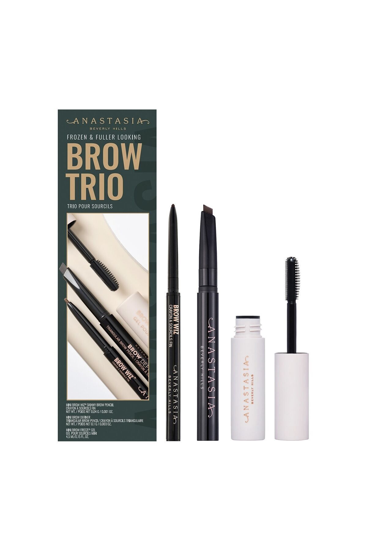 Anastasia Beverly Hills Frozen & Fuller Looking Brow Trio - Kaş Seti  Dark Brown (4,5 ml + 0,04 g + 0,1 g)