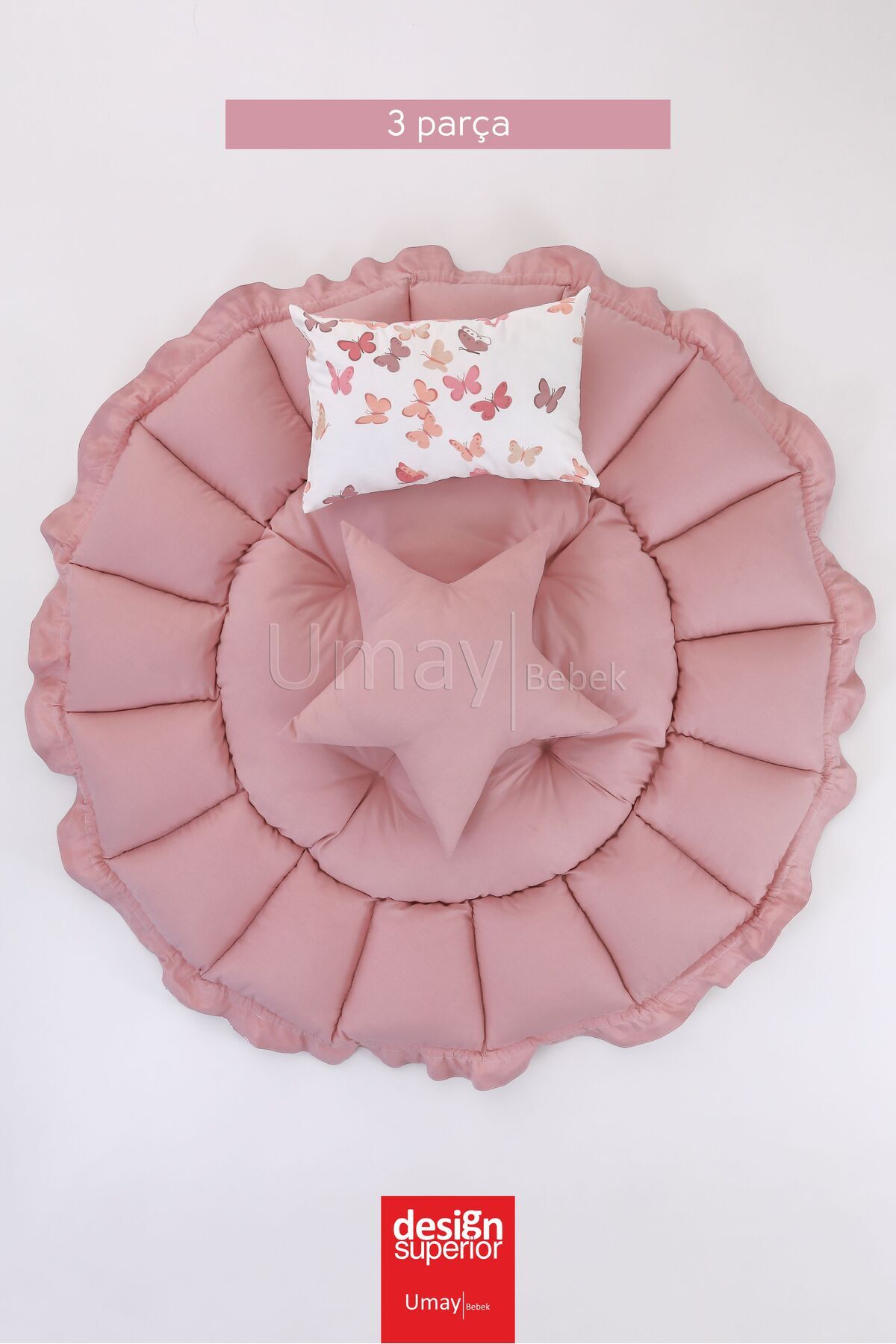 Umaybebek 3'lü Set Yatak Ve Yastık, Yuvarlak Babynest, Oyun Halısı, Bebek Yatağı fotoğrafı 6 (önizleme)