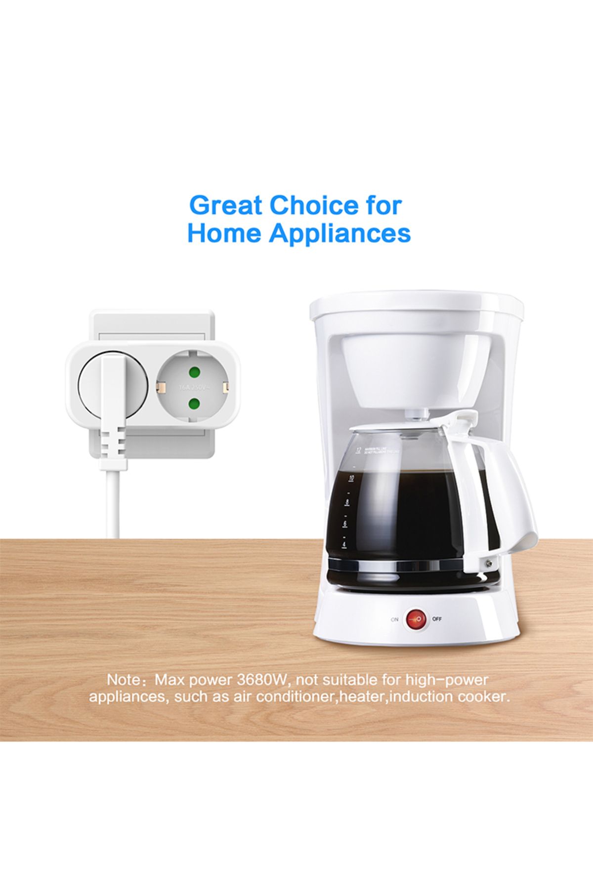 Choice-White Pack Of 3 Multiple Sockets Without Cable, Double Plug For Socket, 4000 W Portable Wall Plate S 6