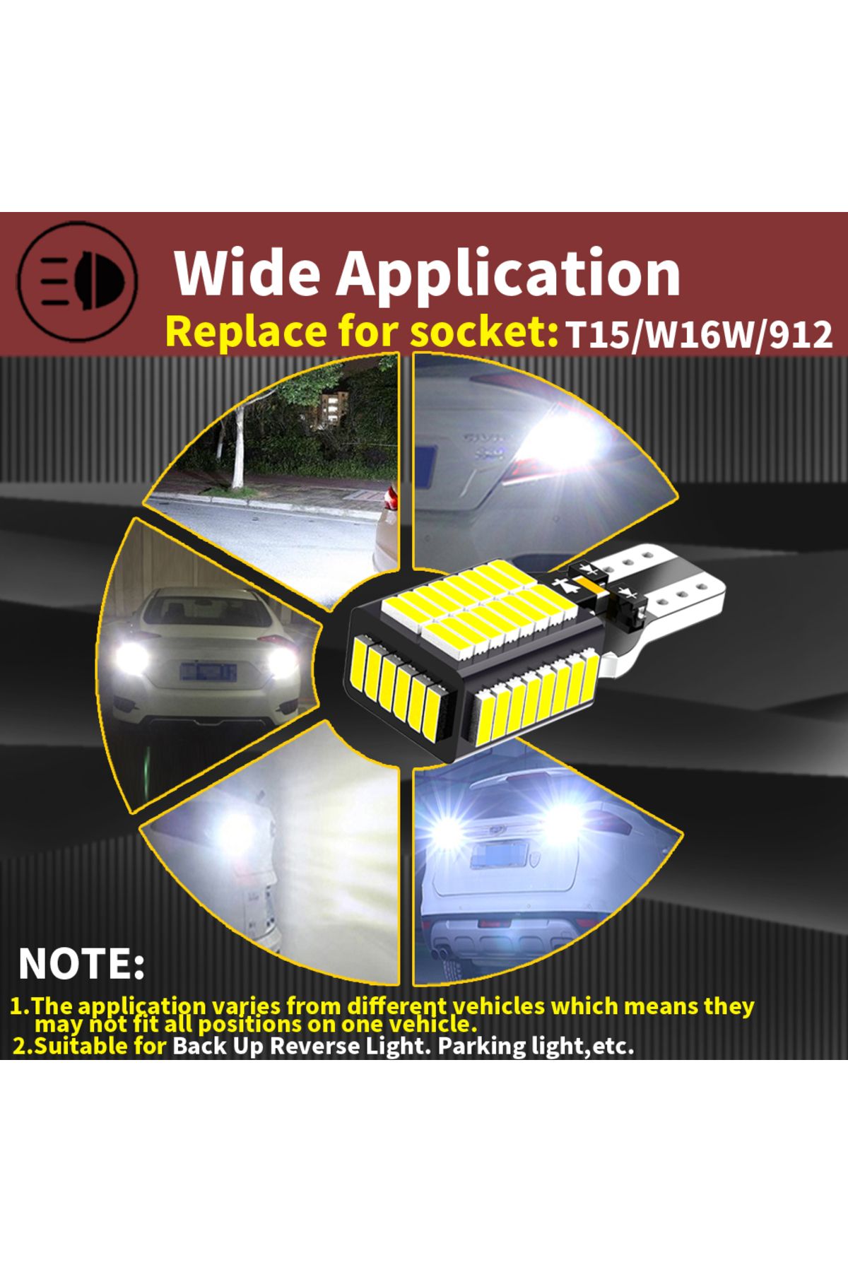 Neallor-2pcs LED Reverse Light Blub Backup Lamp W16W T15 921 Canbus For BMW E81 E87 E88 E82 E92 E90 E91 E... 7