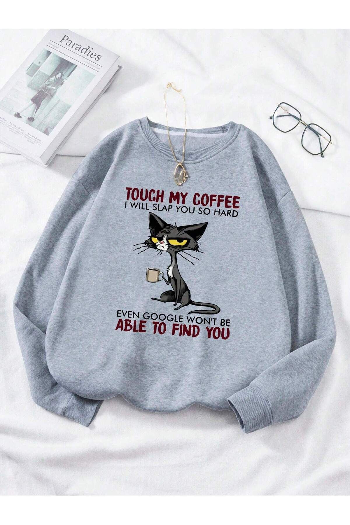 aynewmoda CAT =Trend Fermuarlı Kapşonlu Sweatshirt Hırka Unisex