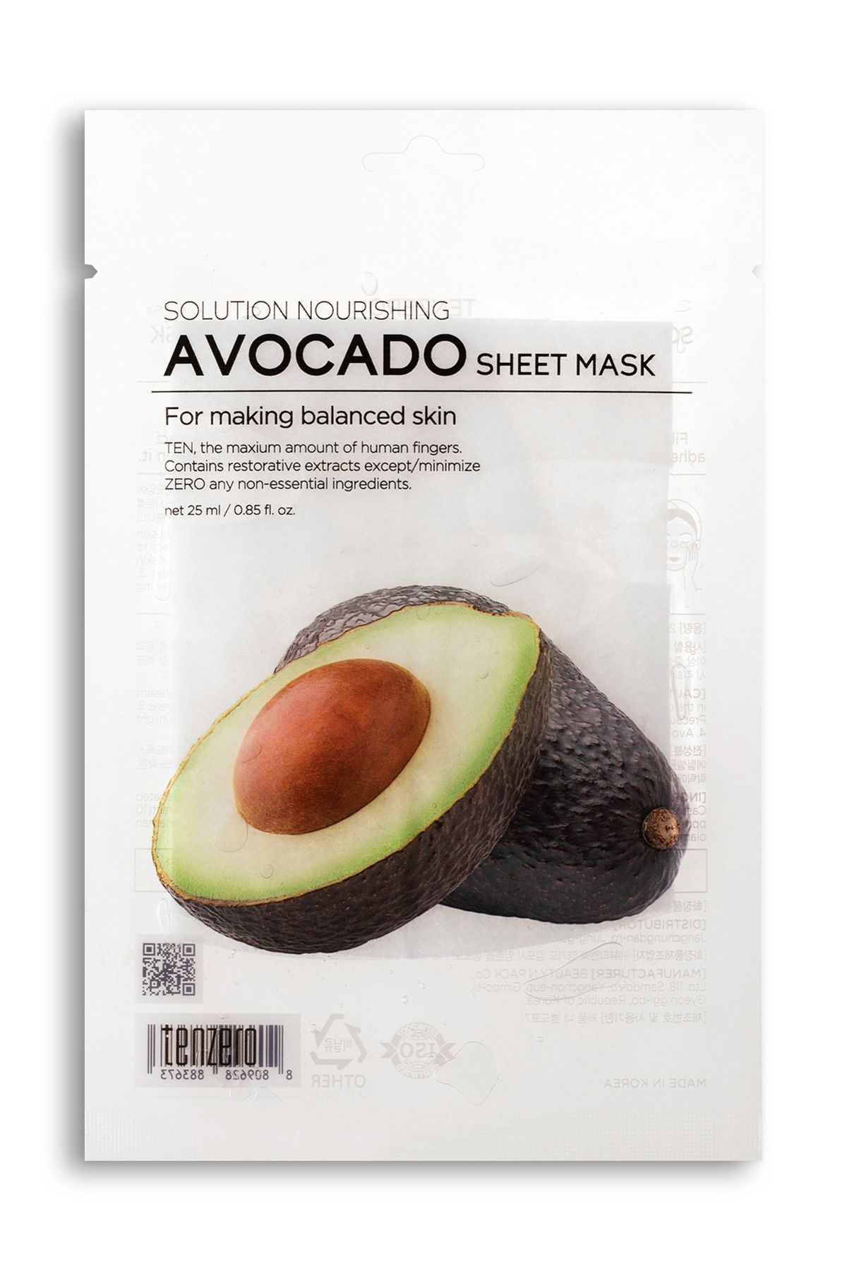 TENZERO Kore Kozmetik AVOCADO Mask - Derin Nemlendirici, Yatıştırıcı ve Cilt Bariyerini Destekleyen Maske