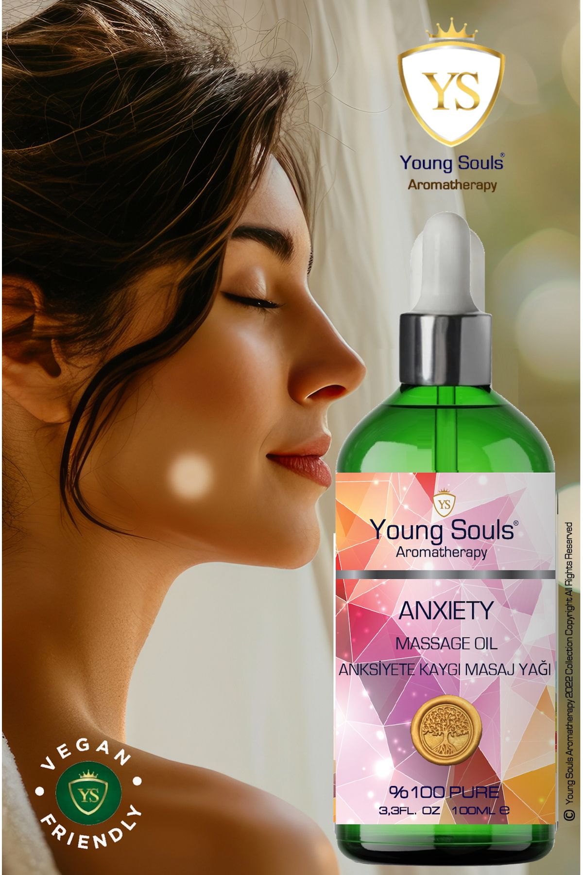 YOUNG SOULS Aromatherapy Anxiety Massage Oil Anksiyete Kaygı Masaj Yağı 100 ml