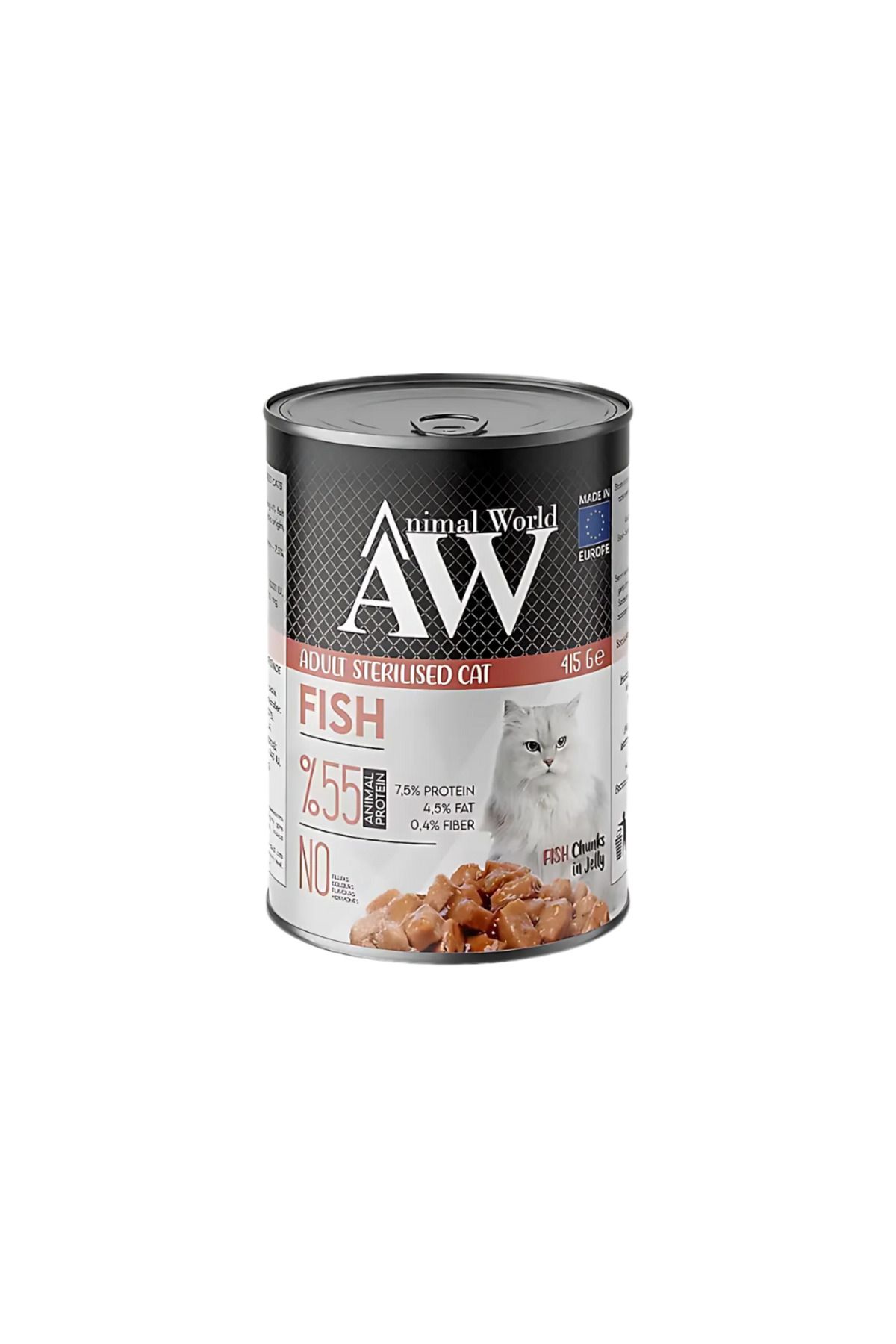 Animal World Balıklı Kısırlaştırılmış Yetişkin Kedi Konservesi415 Gr (24 Adet)