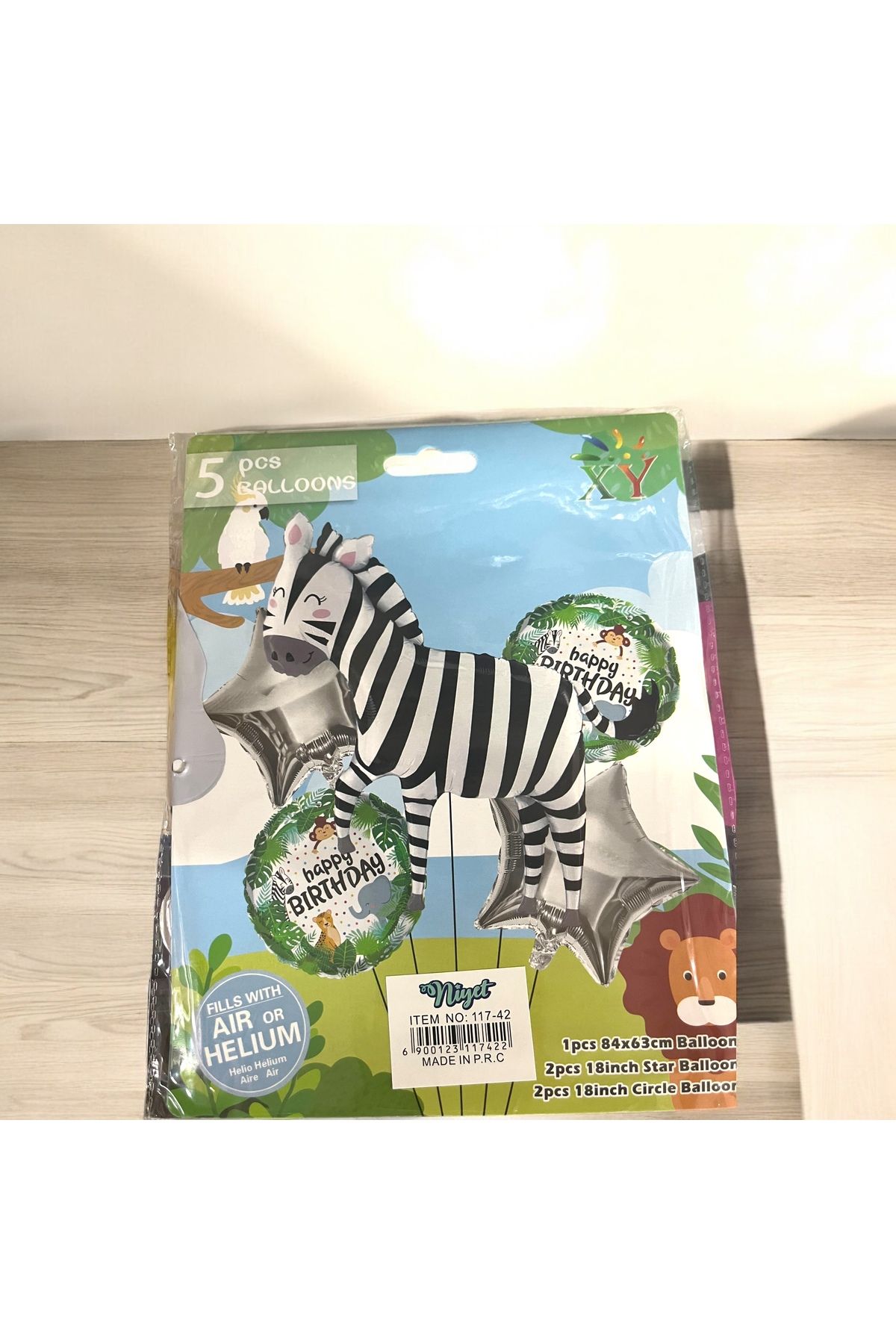 MERBA DESIGN SAFARİ TEMALI FOLYO BALON- ZEBRA BALON SET- 5Lİ BALON