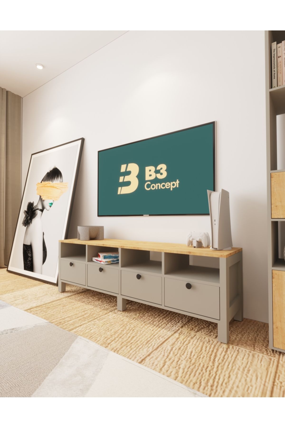 B3 Concept KOPENHAG Serisi LUNA & Safir Meşe Tv ünitesi