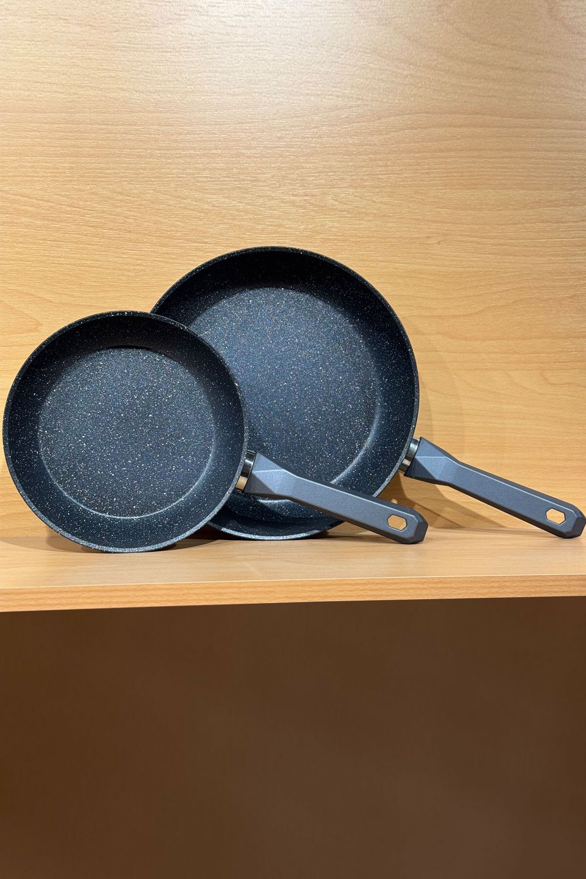 Vivaldi 2 adet Cookware Yanmaz Yapışmaz Yüzeyli Pfoa Free Granit Antrasit Tava 20-26 cm