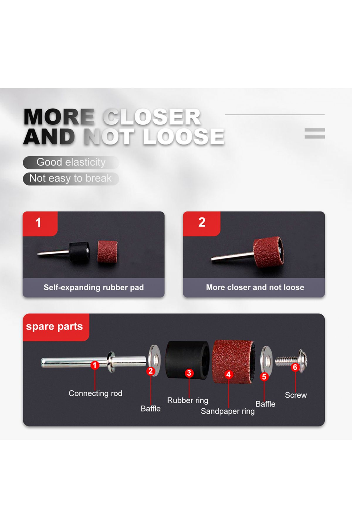 Choice-مجموعة أسطوانة الصنفرة M 551 قطعة لأداة دوارة، وأكمام أشرطة الصنفرة مع دعامات الأسطوانة والإحكام الذاتي. 5