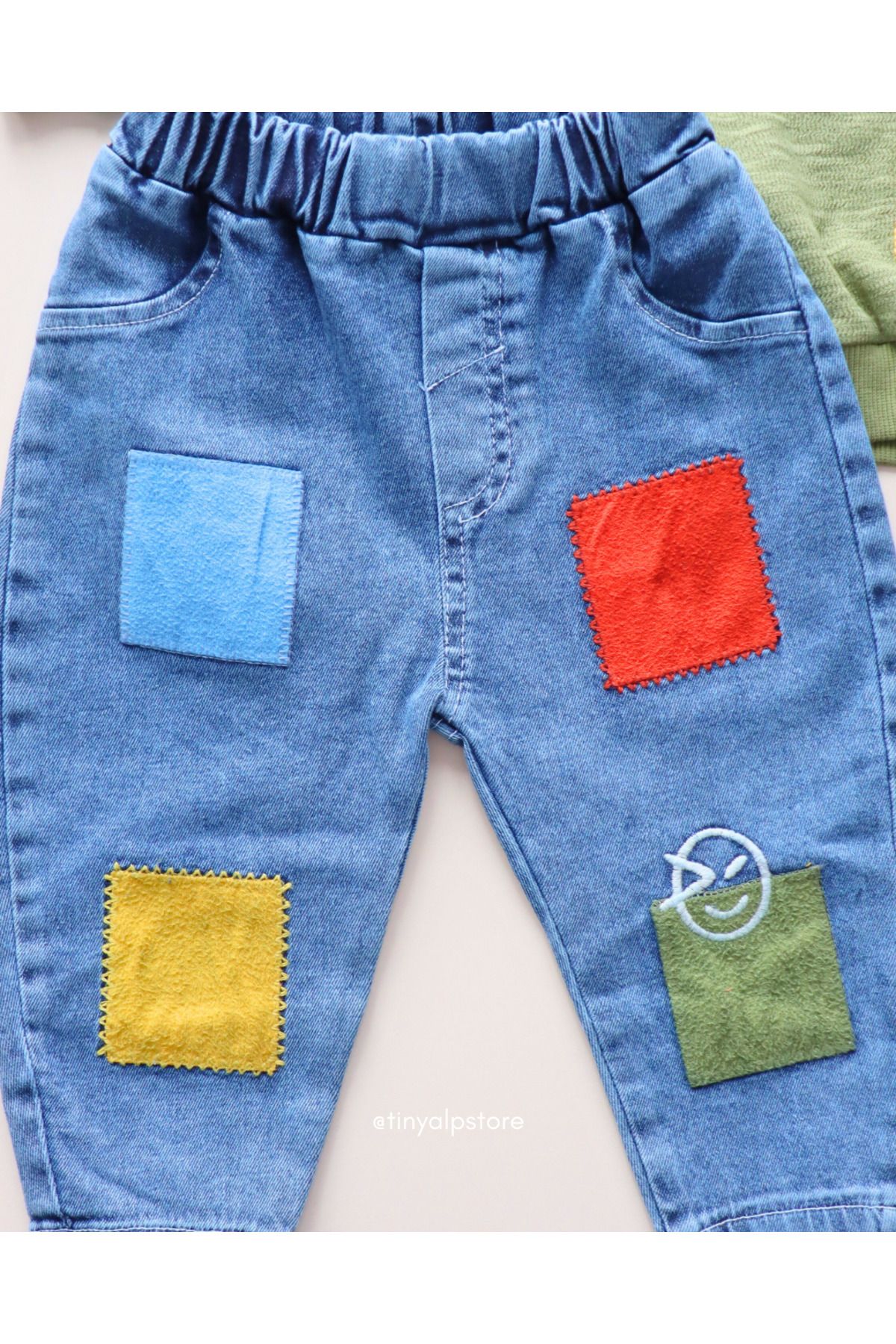 Necix's-Basic Asymmetrical Design Pattern Hooded Jeans Baby Boy Set of 2 4