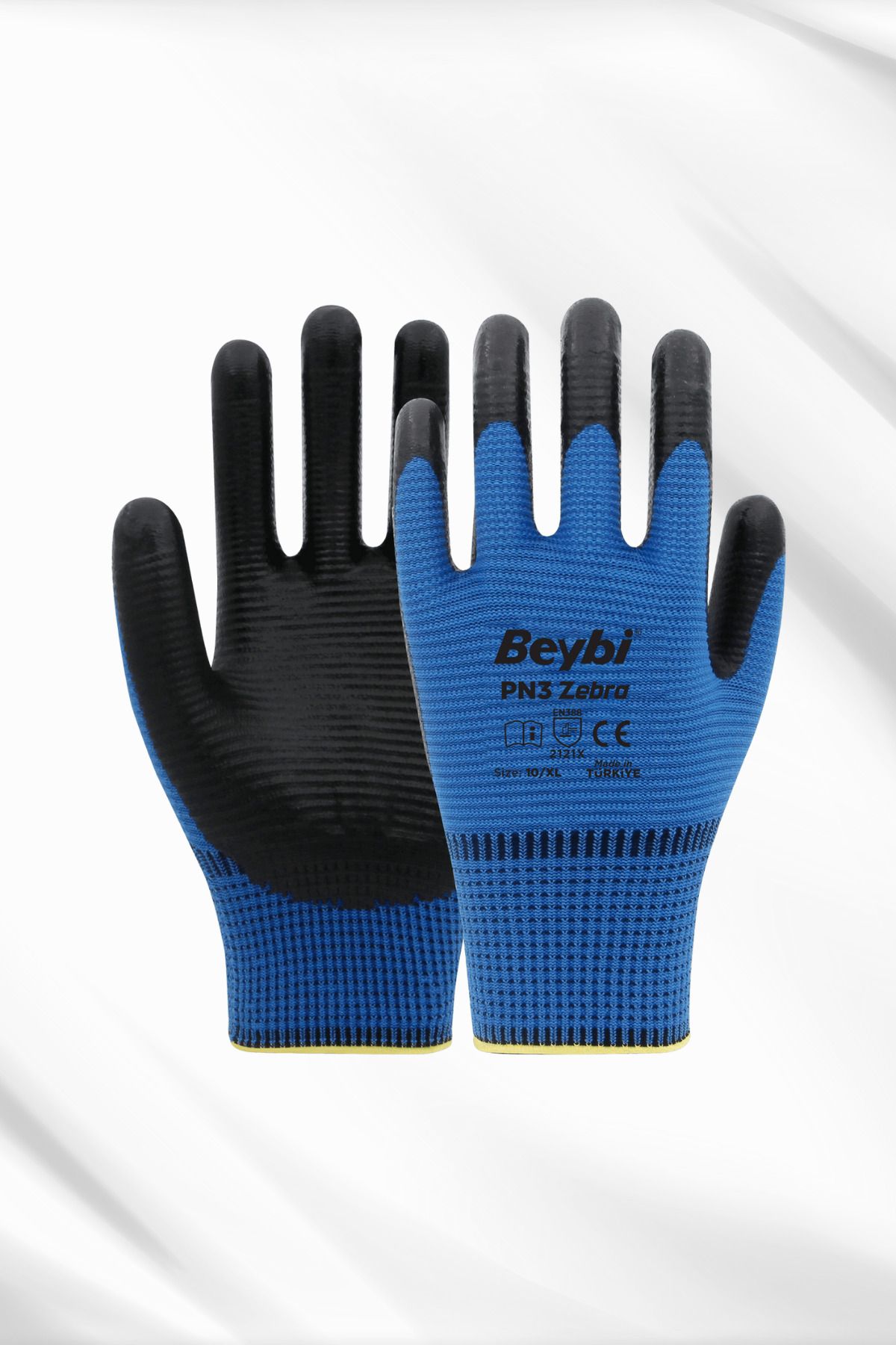 Beybi PN3 Zebra Nitril Kaplı Polyester Eldiven Mavi 1 koli ( 288 çift )