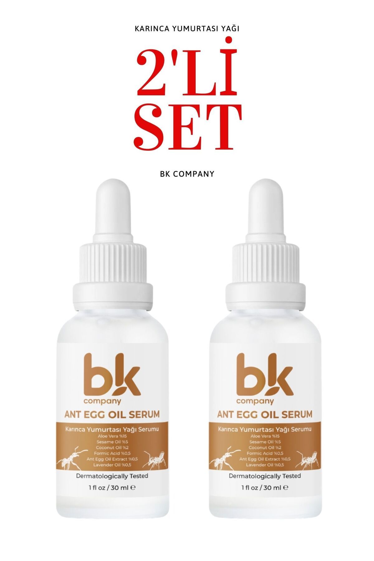 BK COMPANY 2'li Karınca Yumurtası Yağı Tüy Azaltıcı Tüy Dökücü Nemlendirici Serum Set