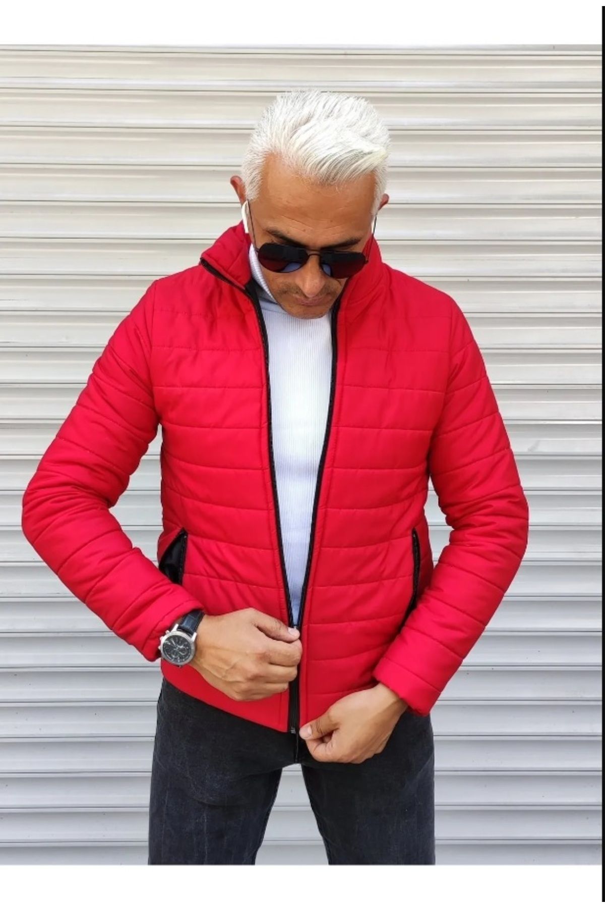 Gameyal-Slim Fit Jacket with Inflatable Horizontal Stripes 4