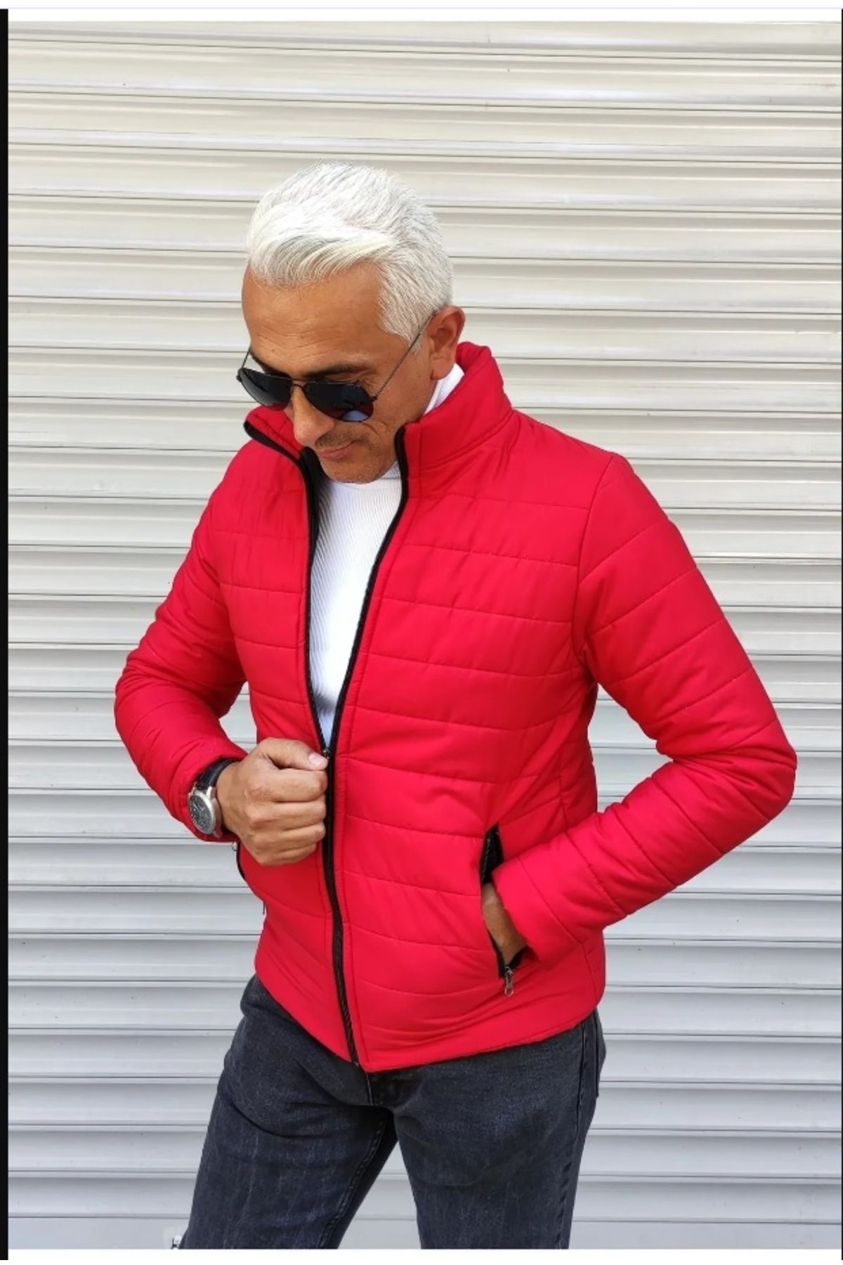 Gameyal-Slim Fit Jacket with Inflatable Horizontal Stripes 3