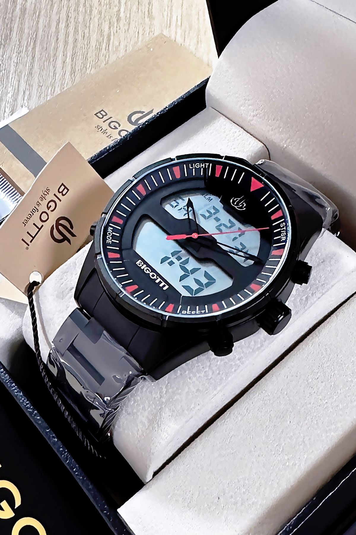 Bigotti-5 Atm Waterproof Men's Wristwatch - Black Color, Steel Band, Gift Bracelet Bme2021C4 5
