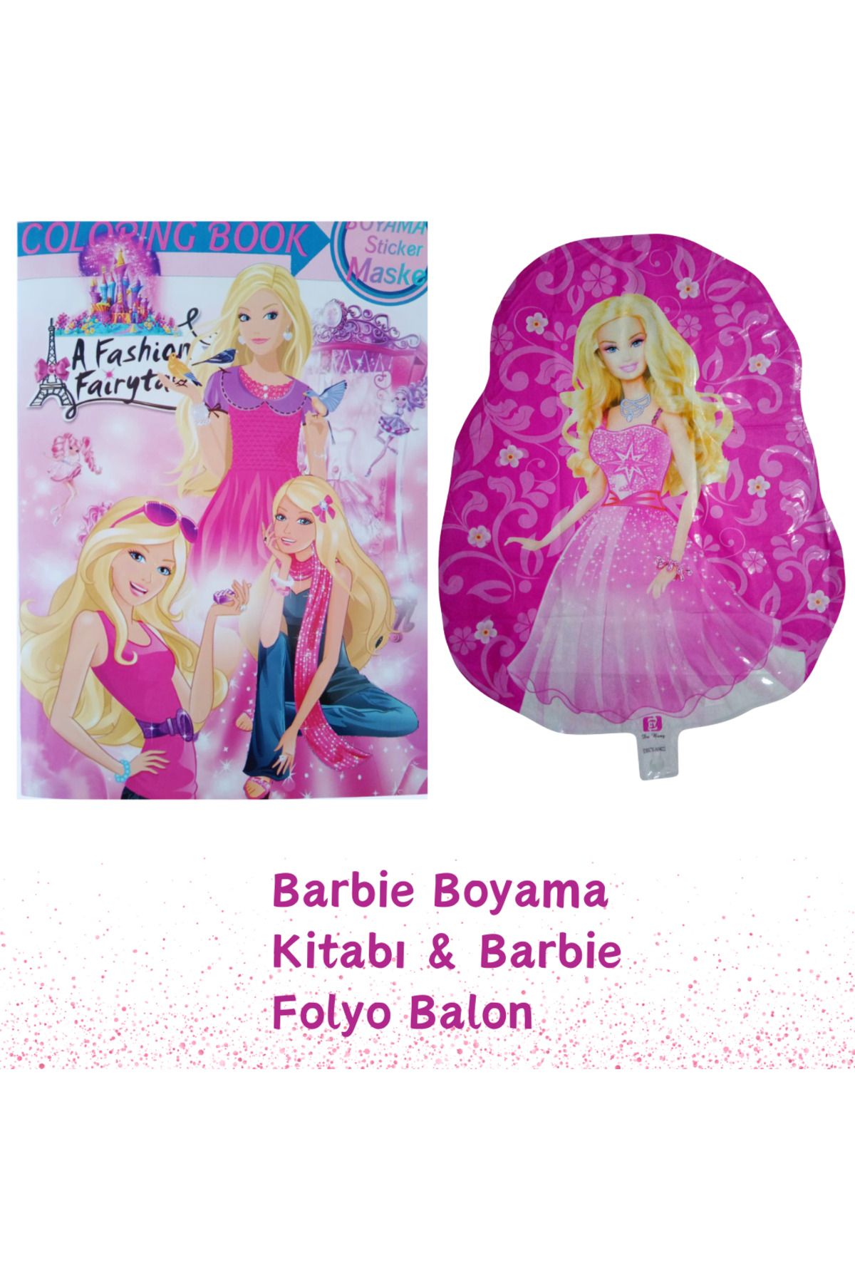 booddie Barbie Boyama Kitabı 20 Stickerlı Arka Kapak Kesilerek Maskeli & Çift Taraflı Folyo Balon