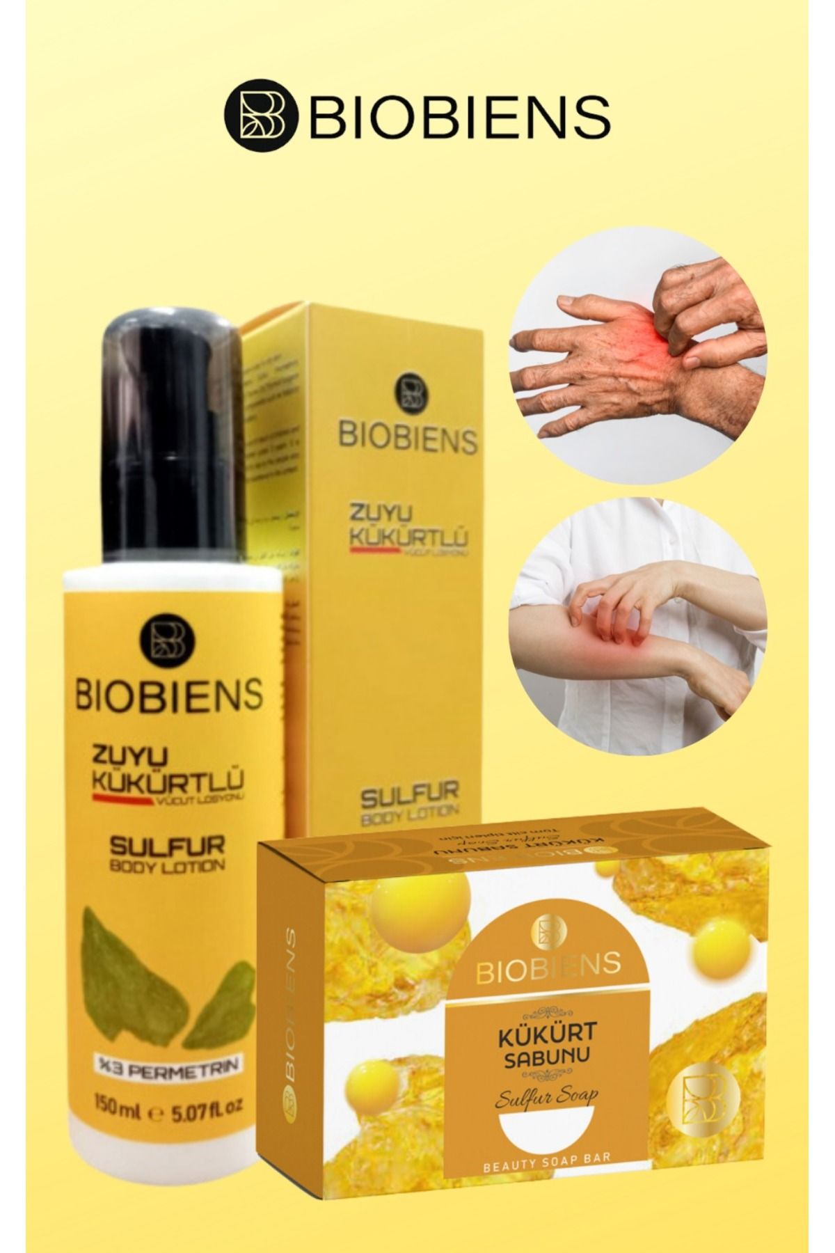 Biobiens Zuyu Kükürtlü Losyon 150 ml & Biobiens Kükürt Sabun 100 gr. Seti