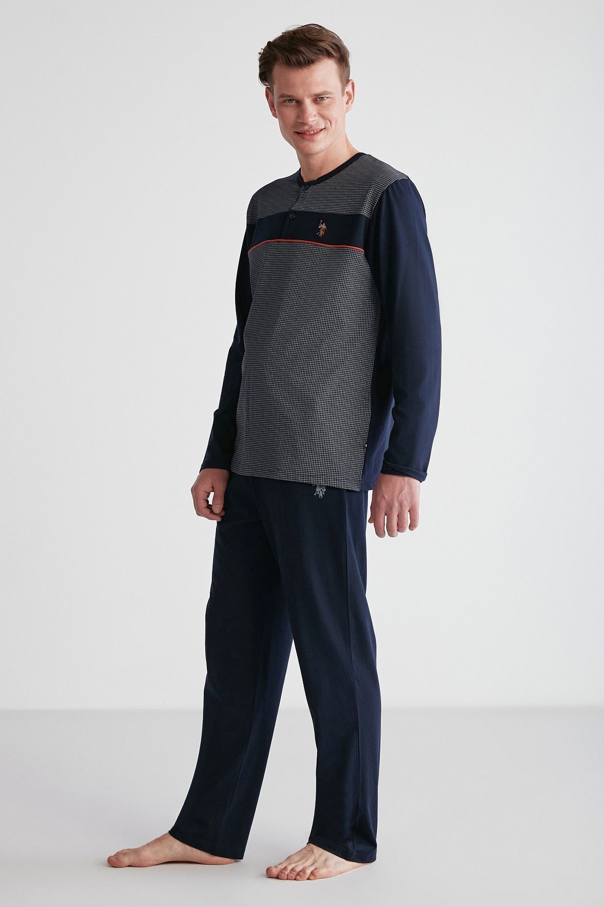ست پیژامه آبی مردانه پایه. پولو اسن. لباس خواب سرمه ای U.S. Polo Assn.