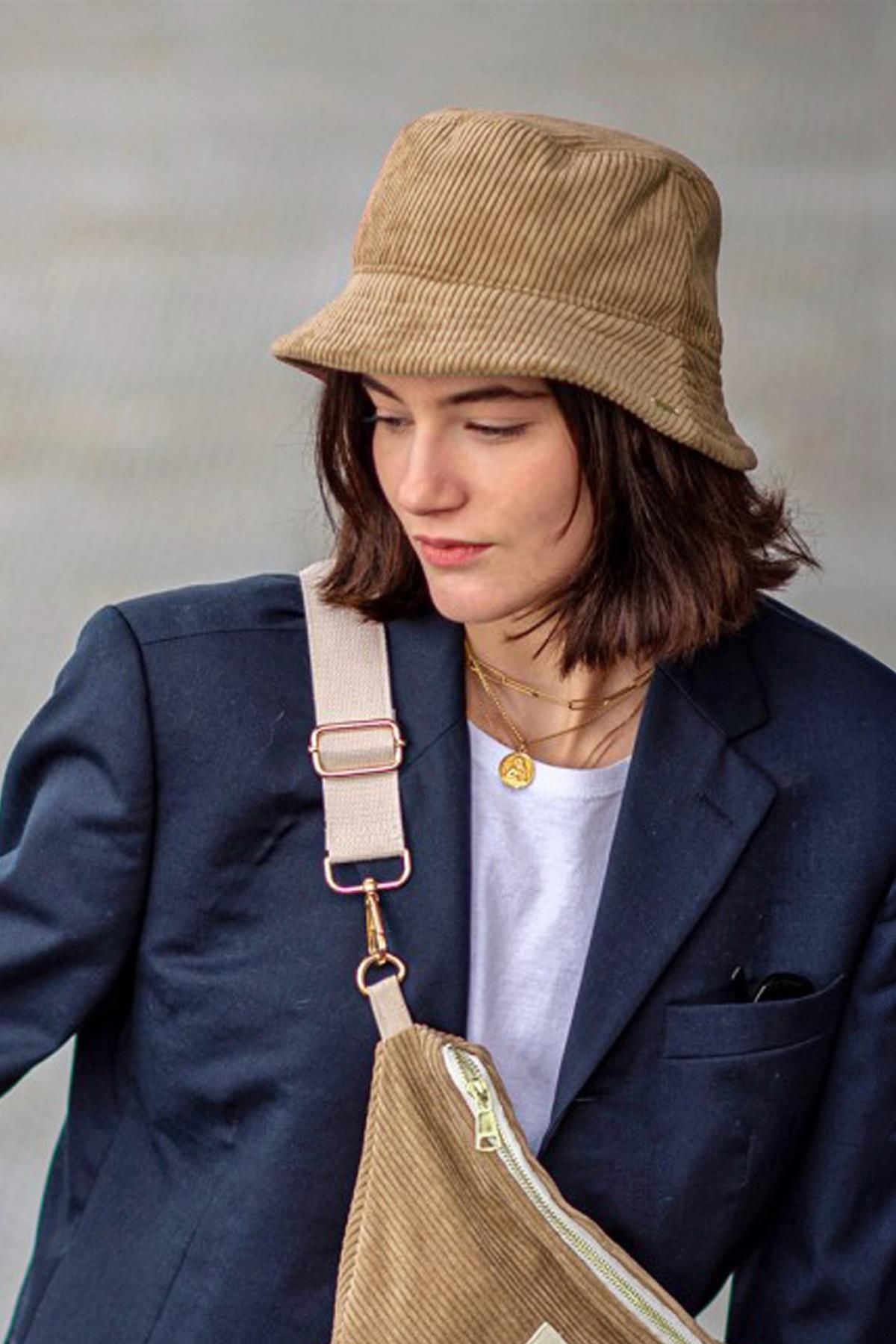 Külah Unisex Kadife Dokulu Basic Kova Bucket Model Şapka