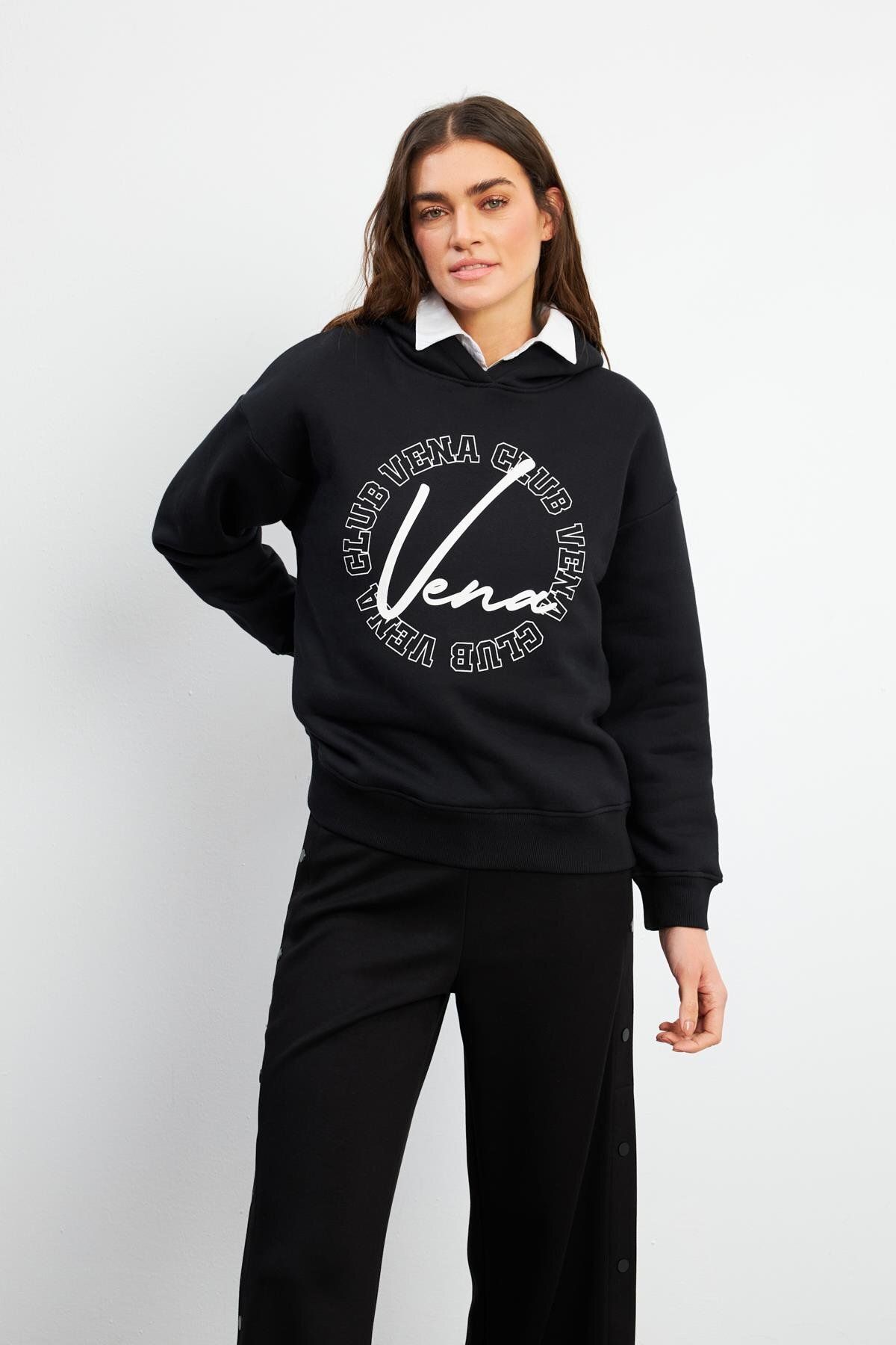 VENA Club Baskılı Sweatshirt - SİYAH