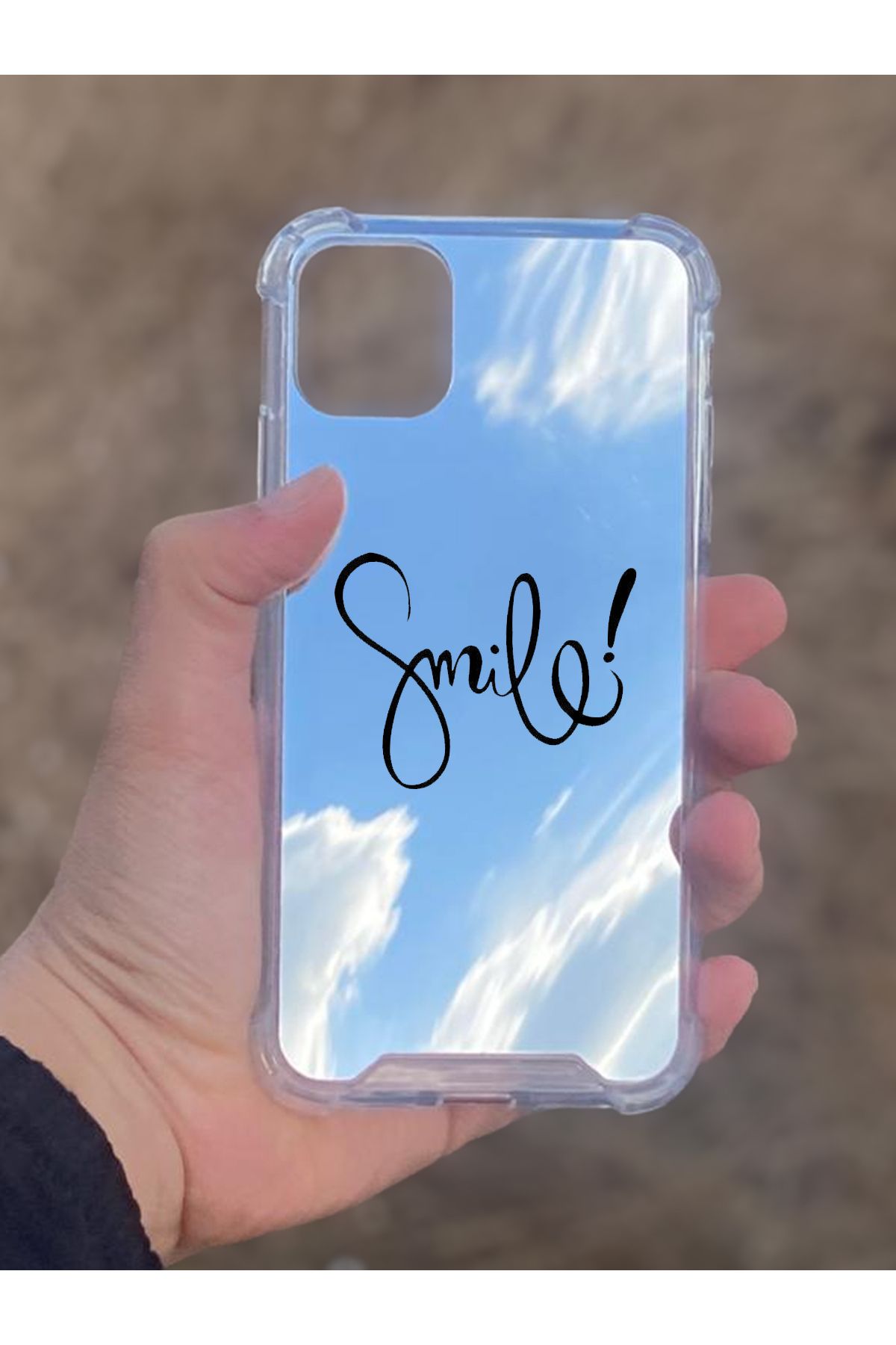 BD DİGİTAL İphone 11 Uyumlu Aynalı Smile Desenli Darbe Kamera Korumalı Silikon Telefon Kılıfı