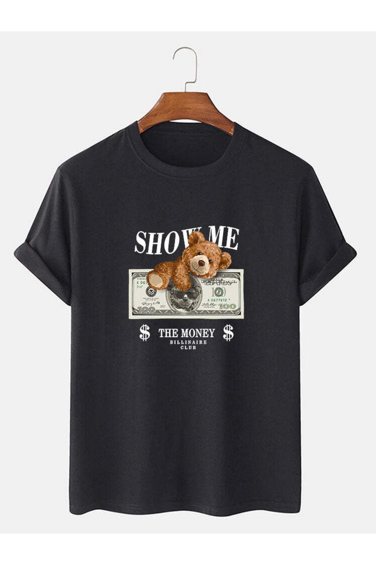 KUAS Show ME Money Bear Baskılı Oversize Pamuklu (Unisex) T-Shirt