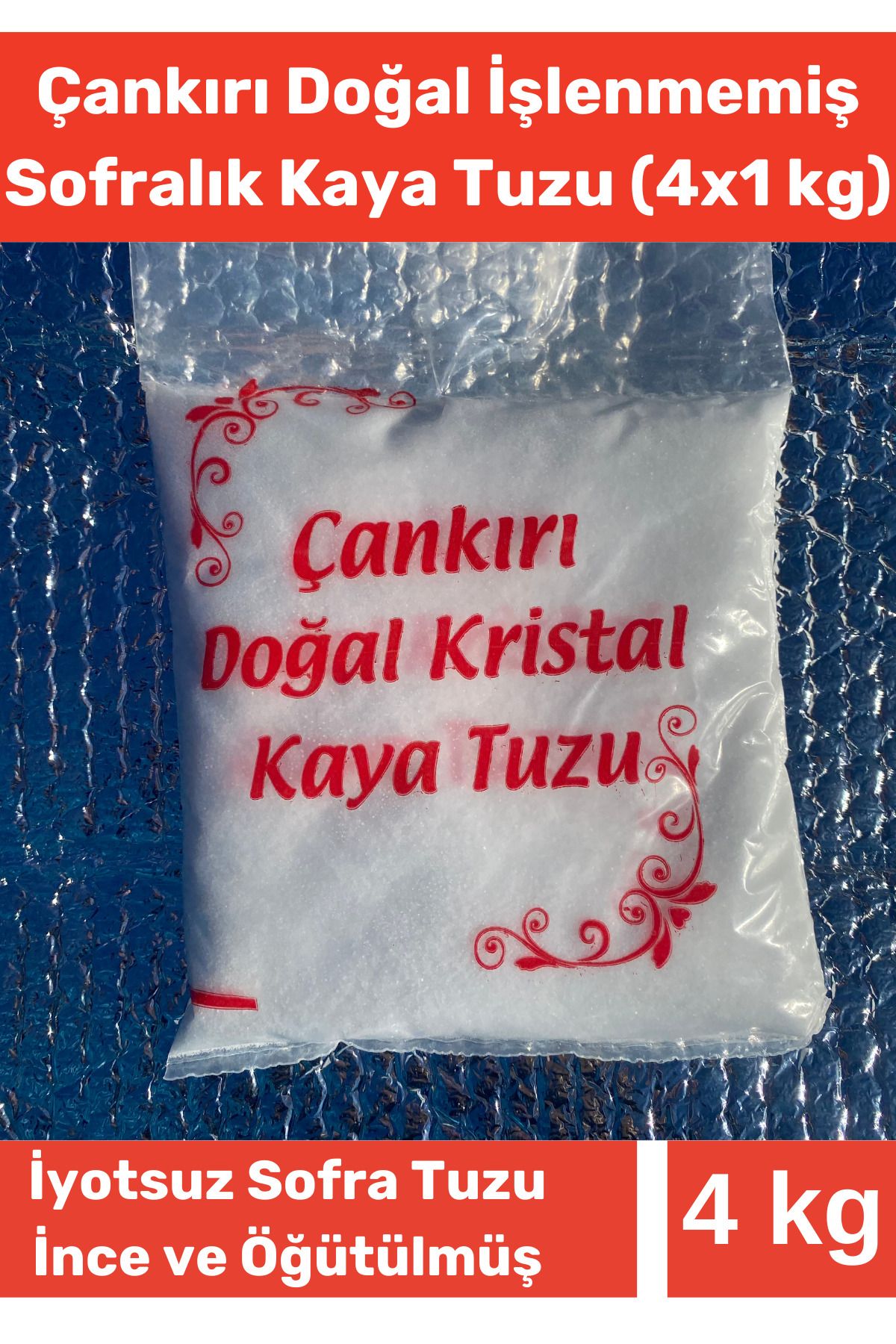 chesstra Çankırı Doğal Kristal Taş Değirmende Öğütme İyotsuz İşlenmemiş Sofralık Kaya Tuzu 4 kg