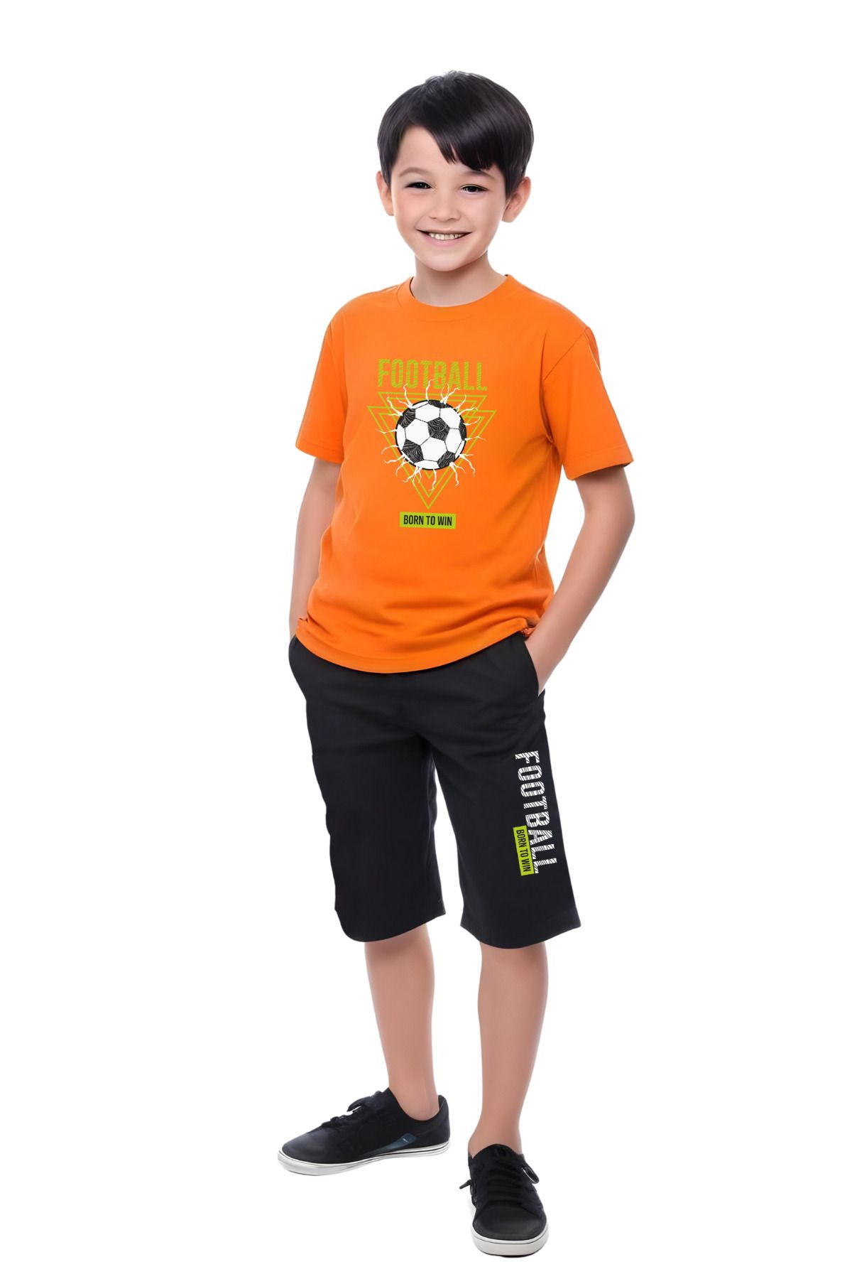 panios kids-3-Piece Never-Skater-Football Printed Boys' Short Sleeve Double Pocket Capri Bottom-Top Suit 4