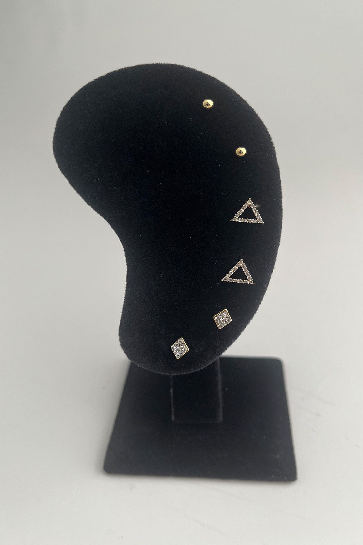 Modex-Minimal Earring Set with Gold Color Triangle Figure 1