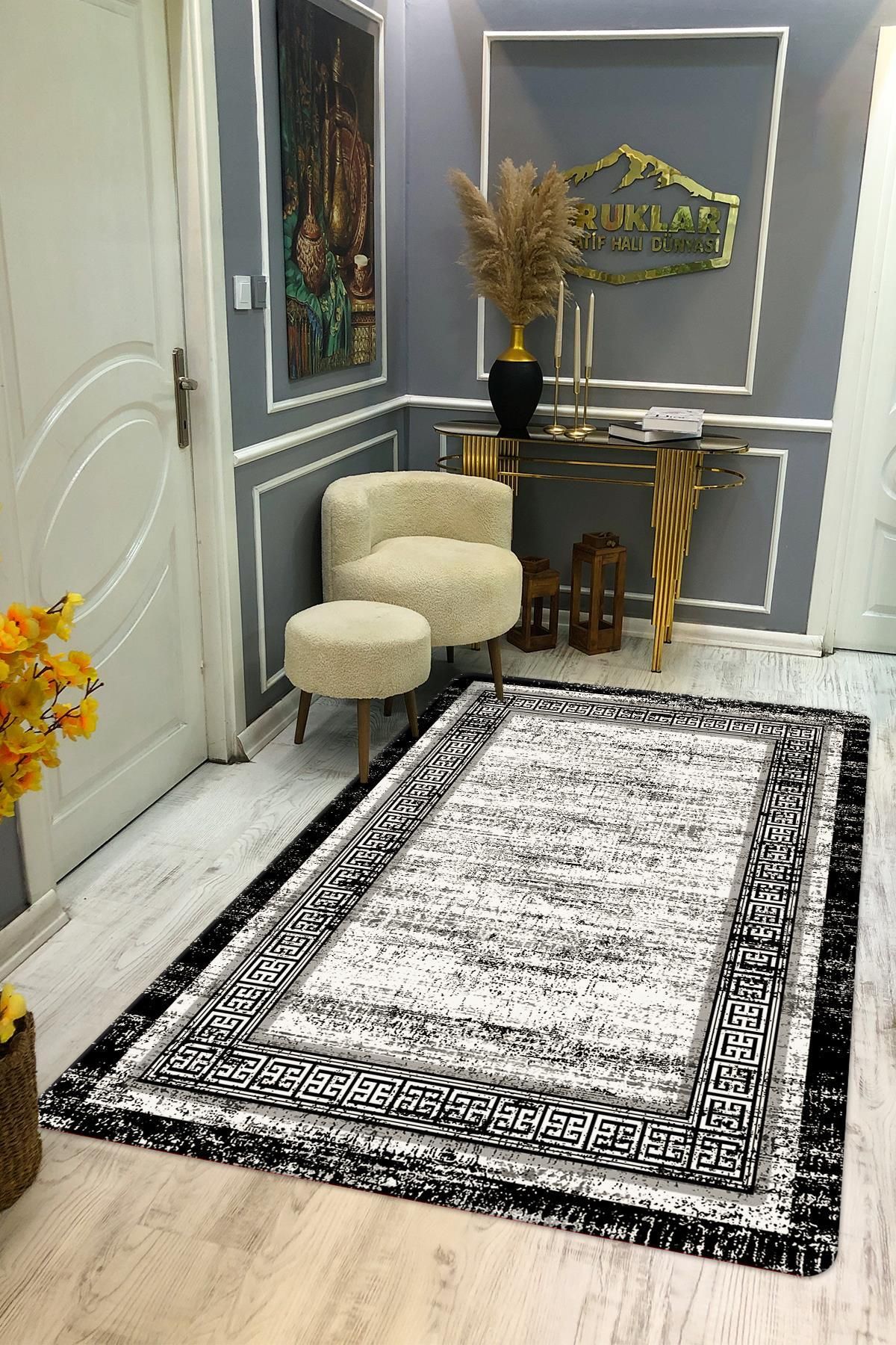 Doruklar Home Collection Kaymaz Taban Yıkanabilir Dijital Baskı Dekoratif Modern Desenli Dot Taban Halı Nova Serisi NV81