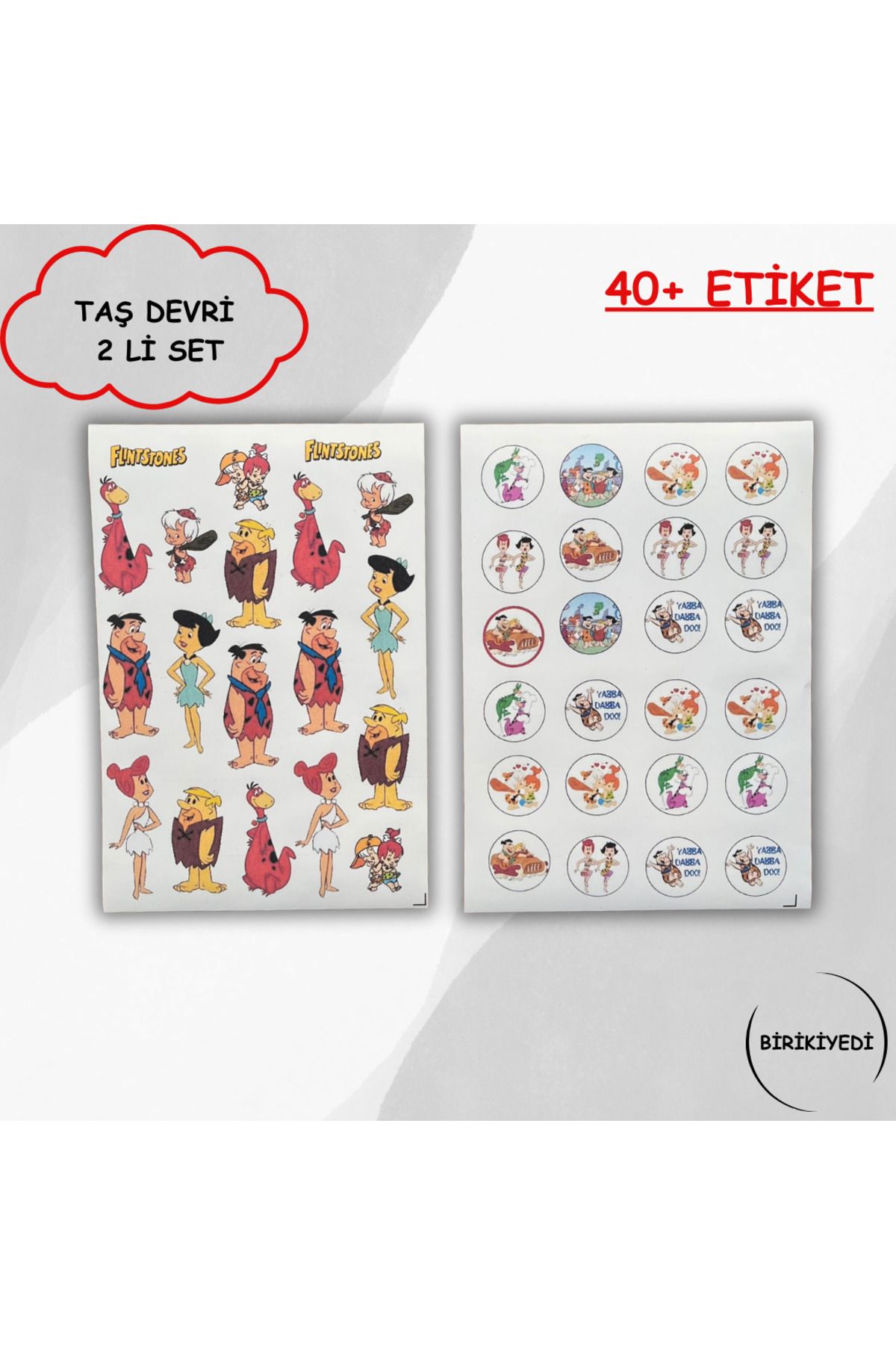 birikiyedi Taş Devri Temalı 2 Li Set Sticker Telefon Laptop Notebook Tablet Defter Matara Etiket