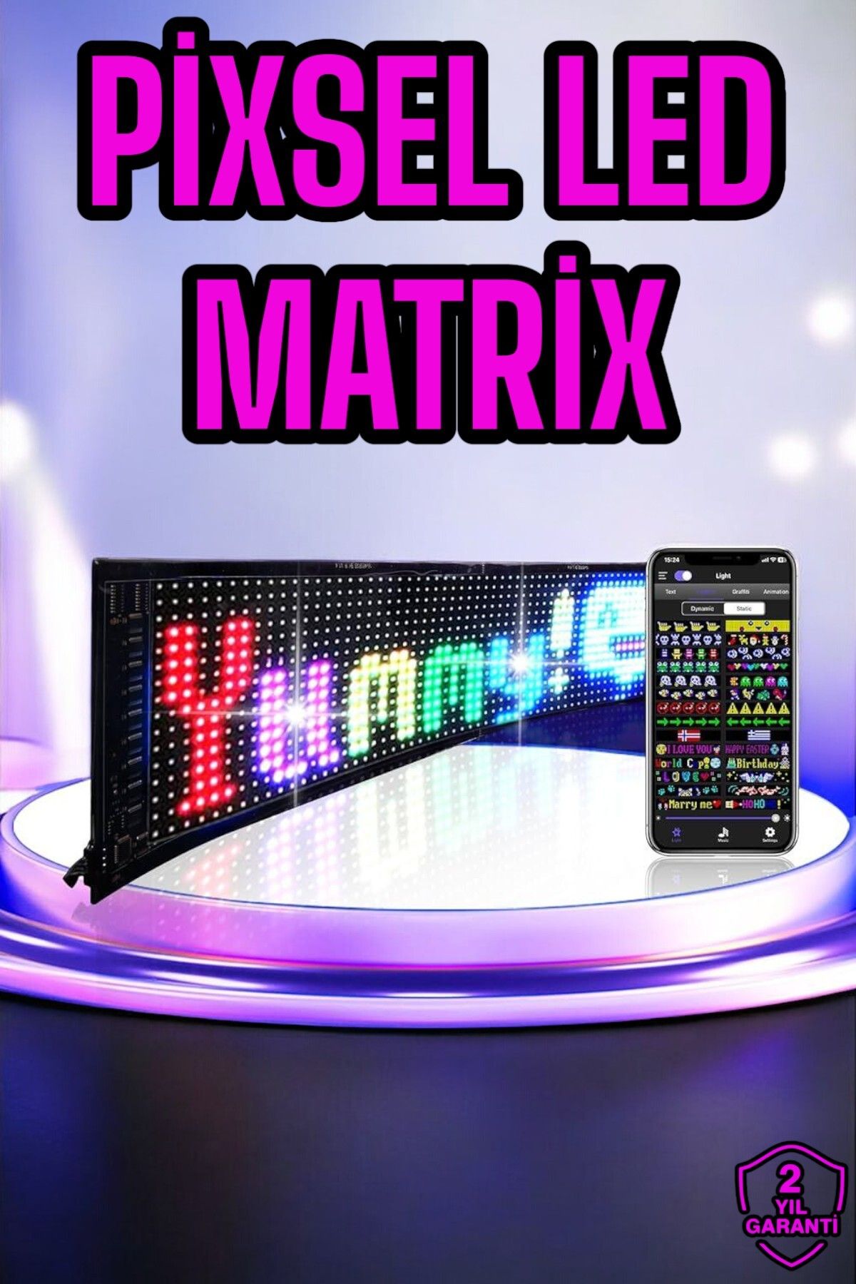 ASTRALTECH Piksel Led Matrix RGB Işıklı Led Yazılı Bluetooth Bağlantılı