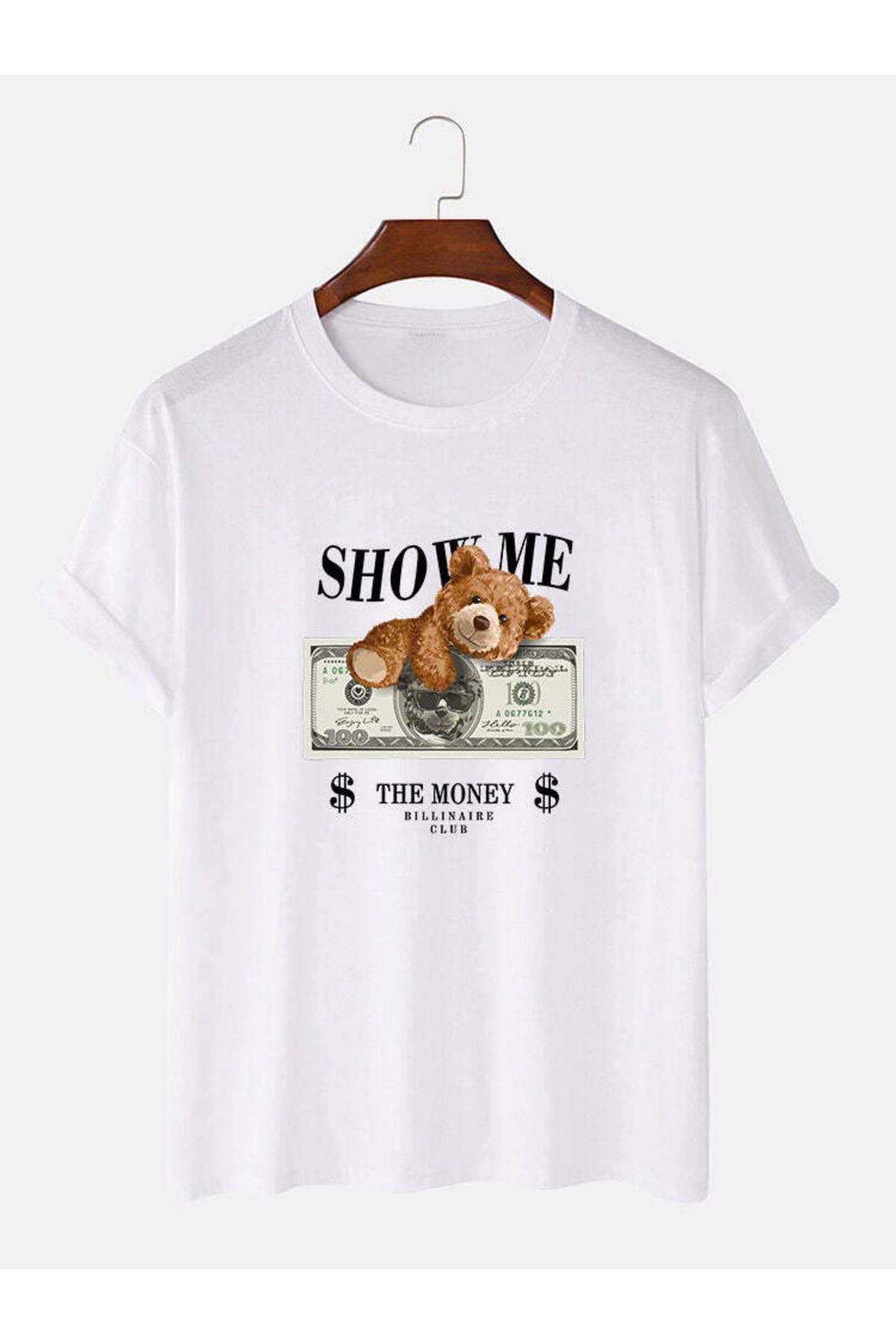 KUAS Show ME Money Bear Baskılı Oversize Pamuklu (Unisex) T-Shirt