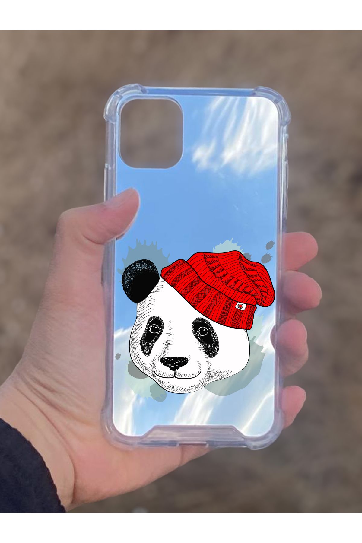 BD DİGİTAL İphone 11 Uyumlu Aynalı Panda Desenli Darbe Kamera Korumalı Silikon Telefon Kılıfı