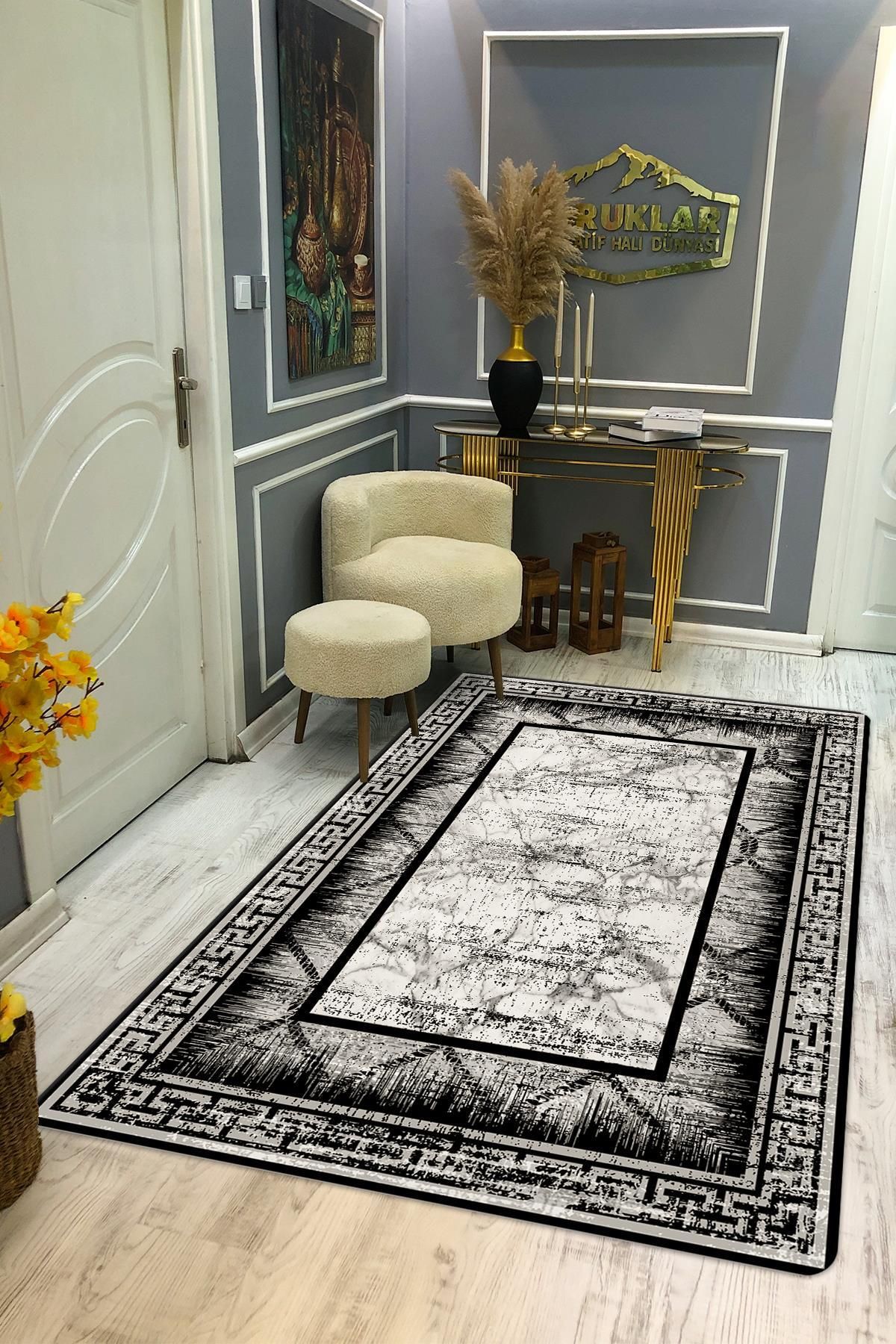 Doruklar Home Collection Kaymaz Taban Yıkanabilir Dijital Baskı Dekoratif Modern Desenli Dot Taban Halı Nova Serisi NV96