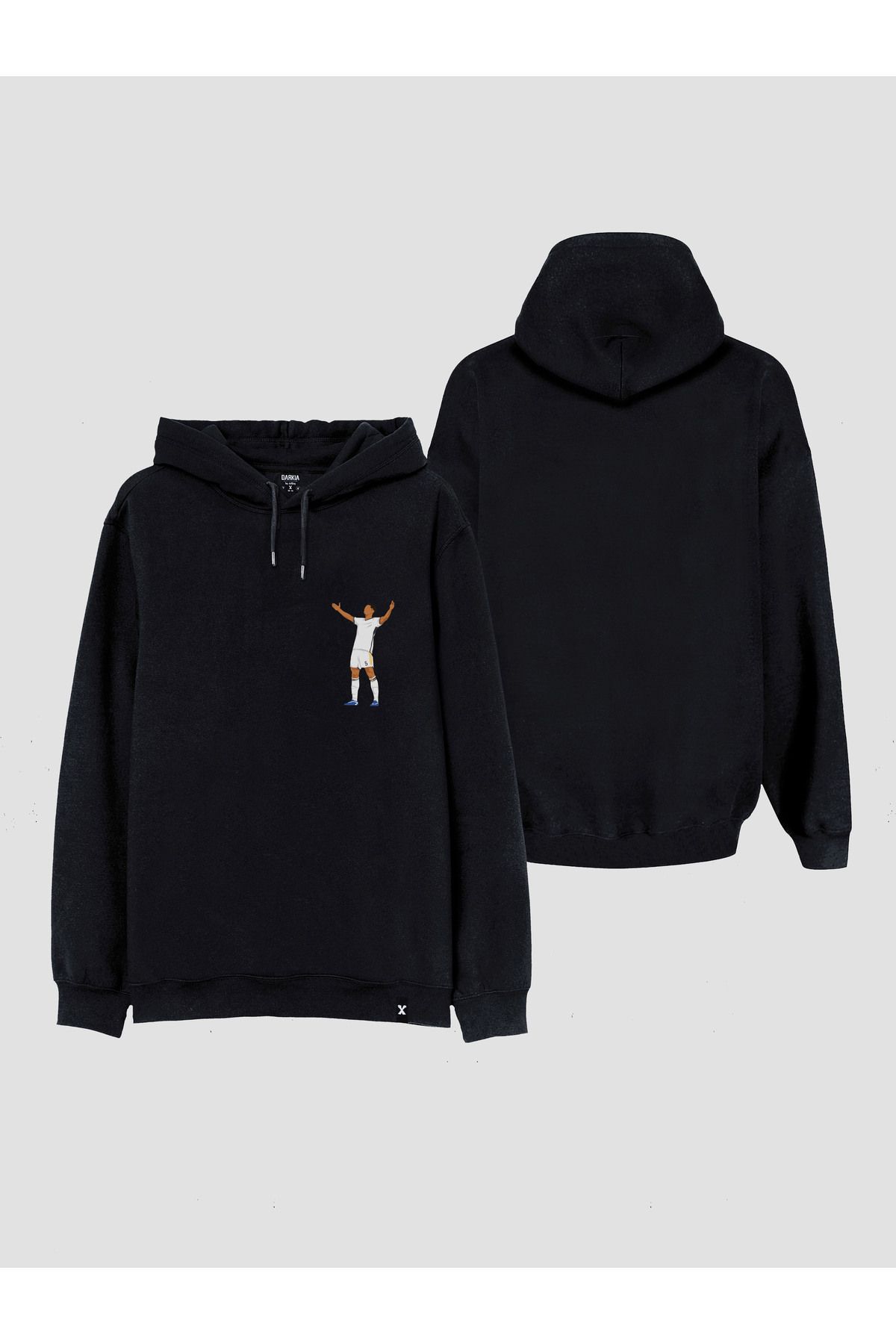 sielta Futbolcu Jude Bellingham Göğüs Baskılı Kapşonlu Unisex Siyah Sweathsirt Hoodie