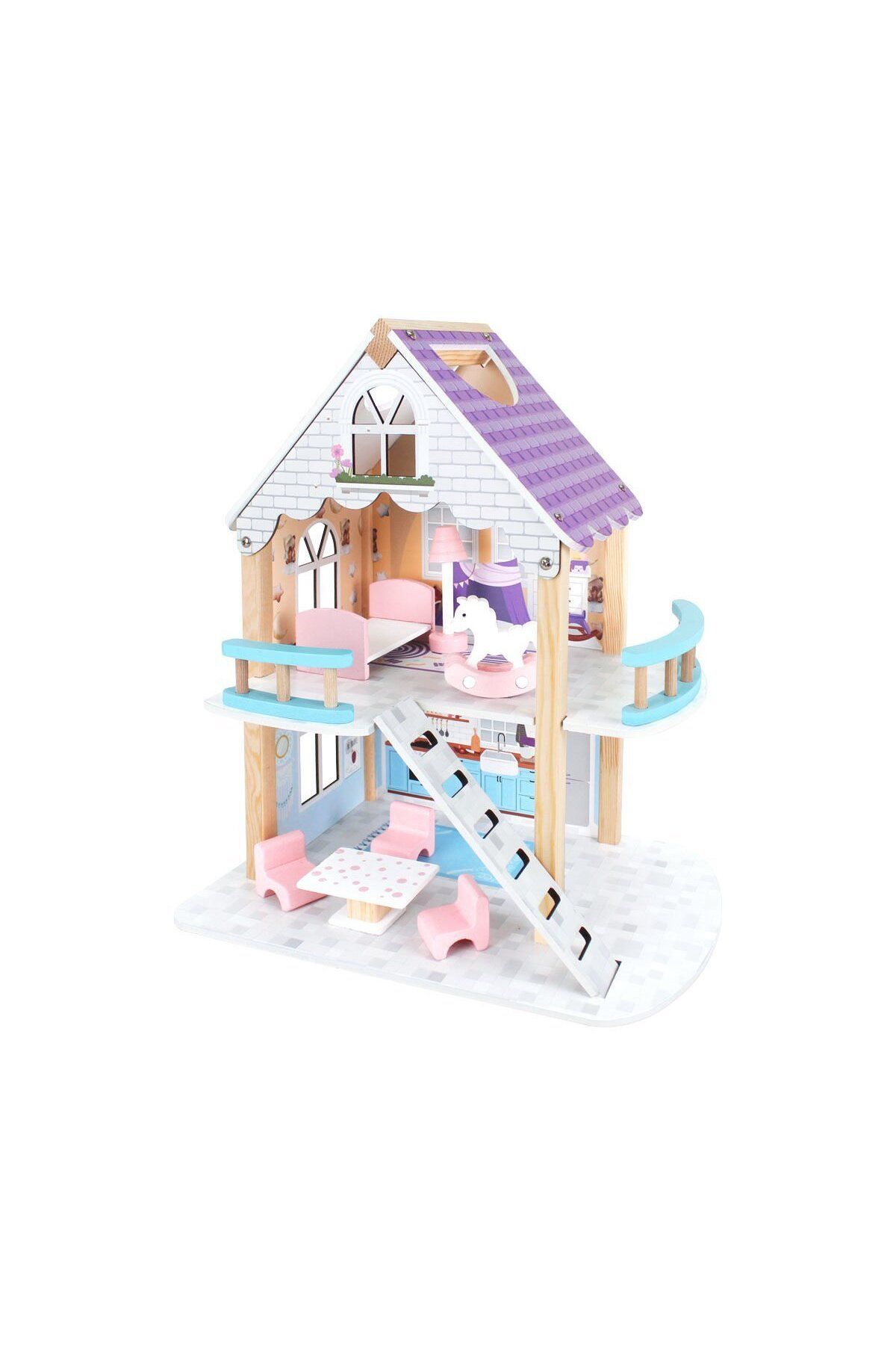 NillyToys T2011 Ahşap Oyun Evi 2 Katlı -Okutan Hobi