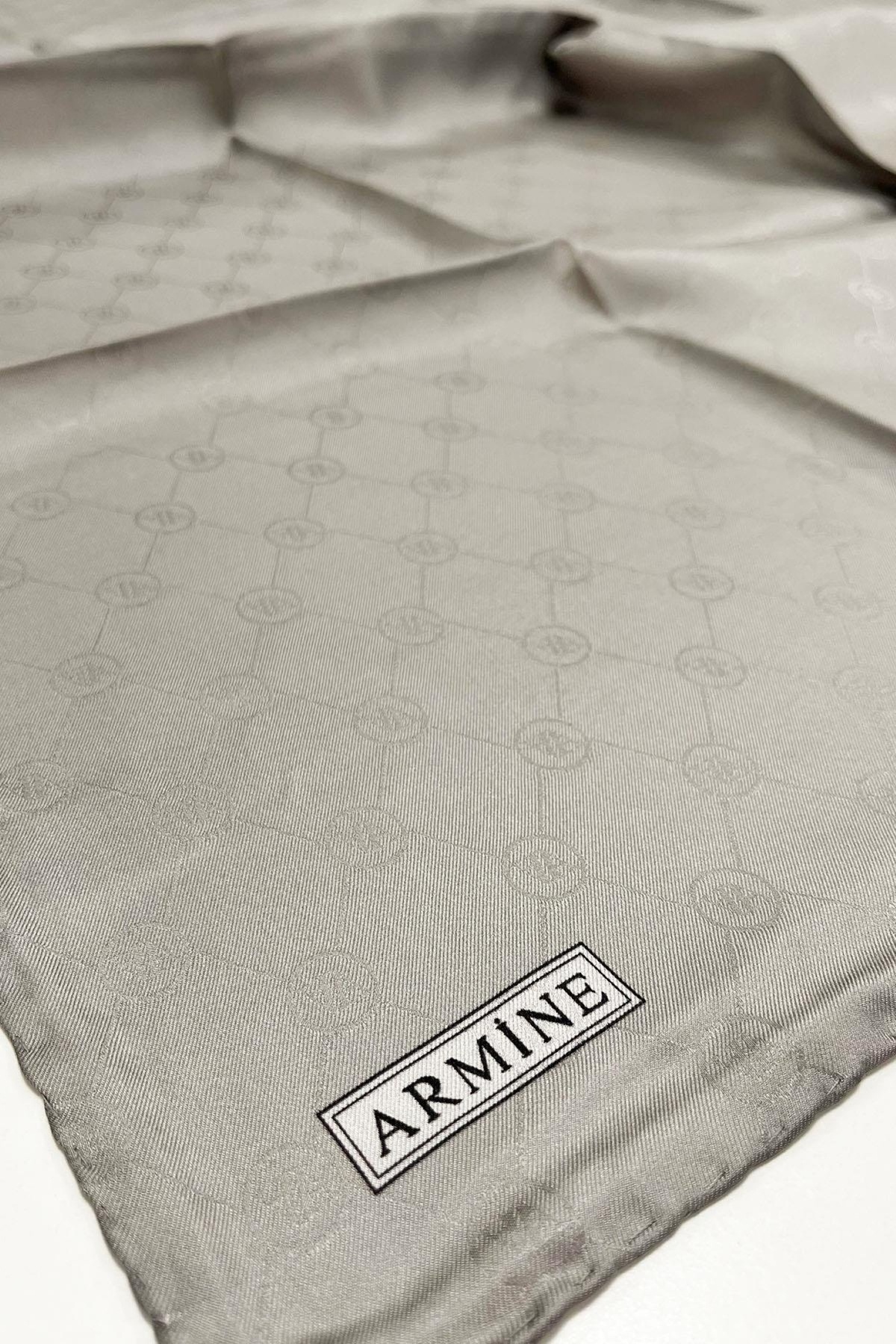 Armine-Jacquard Silk Scarf 2000 (J) - 414 Gray with Monogram Pattern 1