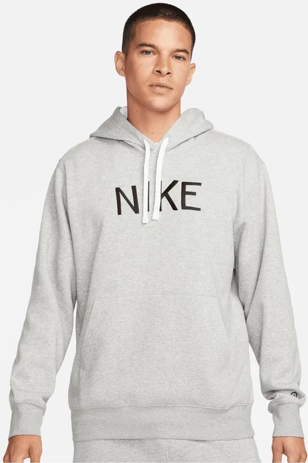 Nike Sportswear Men's Grey Hoodie Erkek Kapüşonlu Sweatshirt Gri